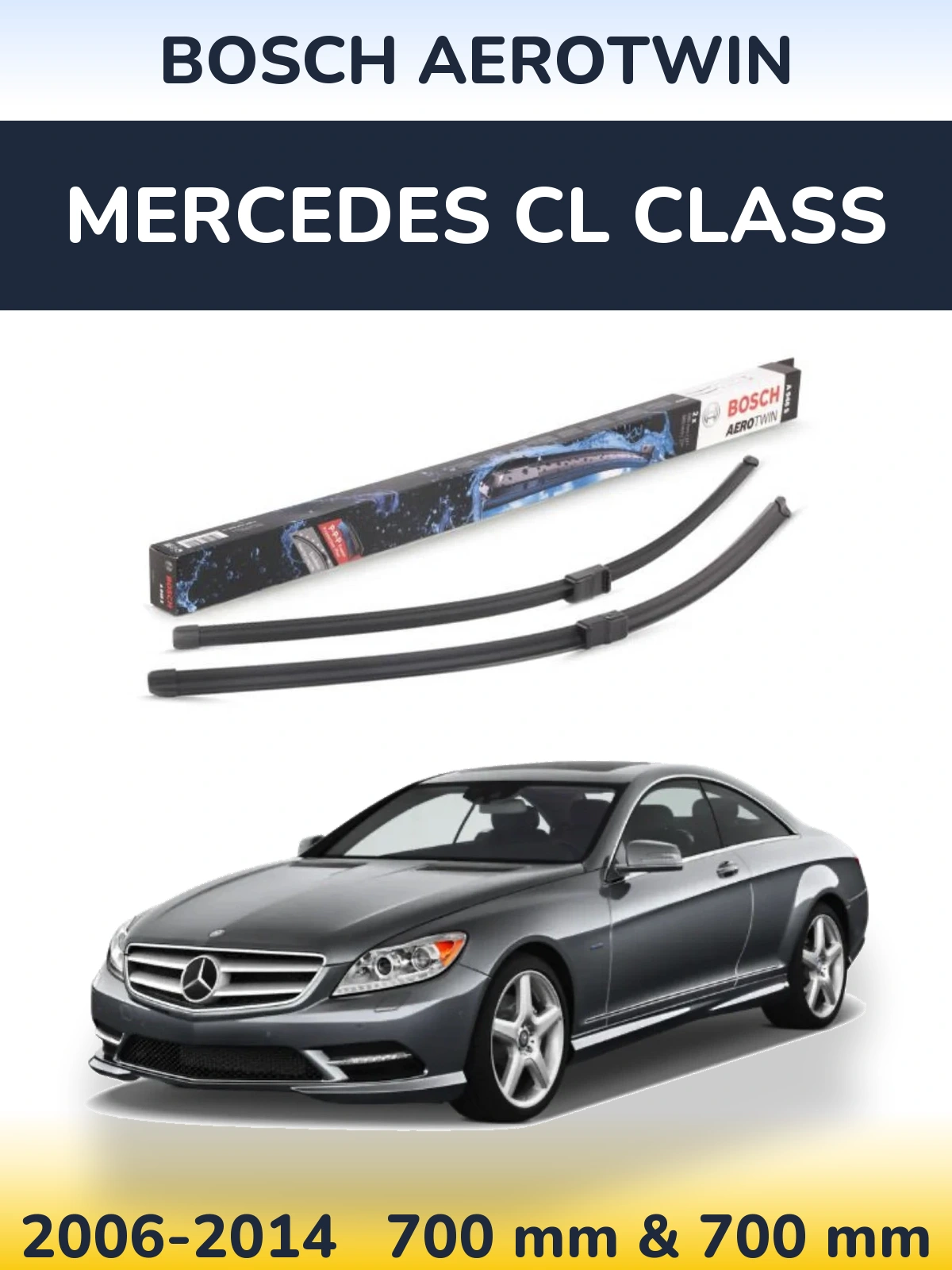 Front wiper blade set BOSCH AeroTwin 680 & 680 mm for Mercedes CL Class 2006-2014