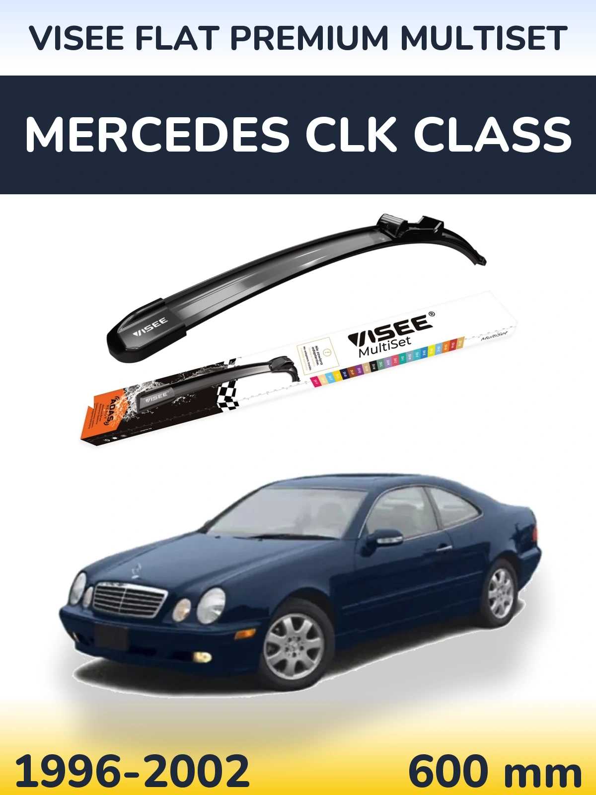 Передня щітка VISEE FLAT PREMIUM MultiSet 600 мм для Mercedes CLK Class 1996-2002