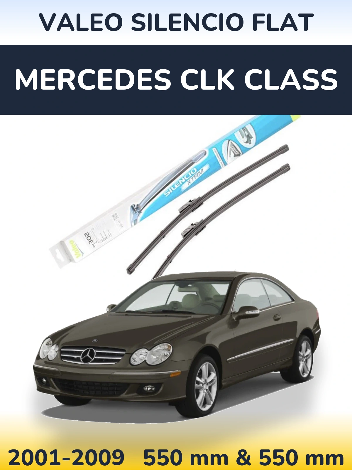 Комплект передних дворников Valeo Silencio Flat 550 & 550 мм для Mercedes CLK Class 2001-2009