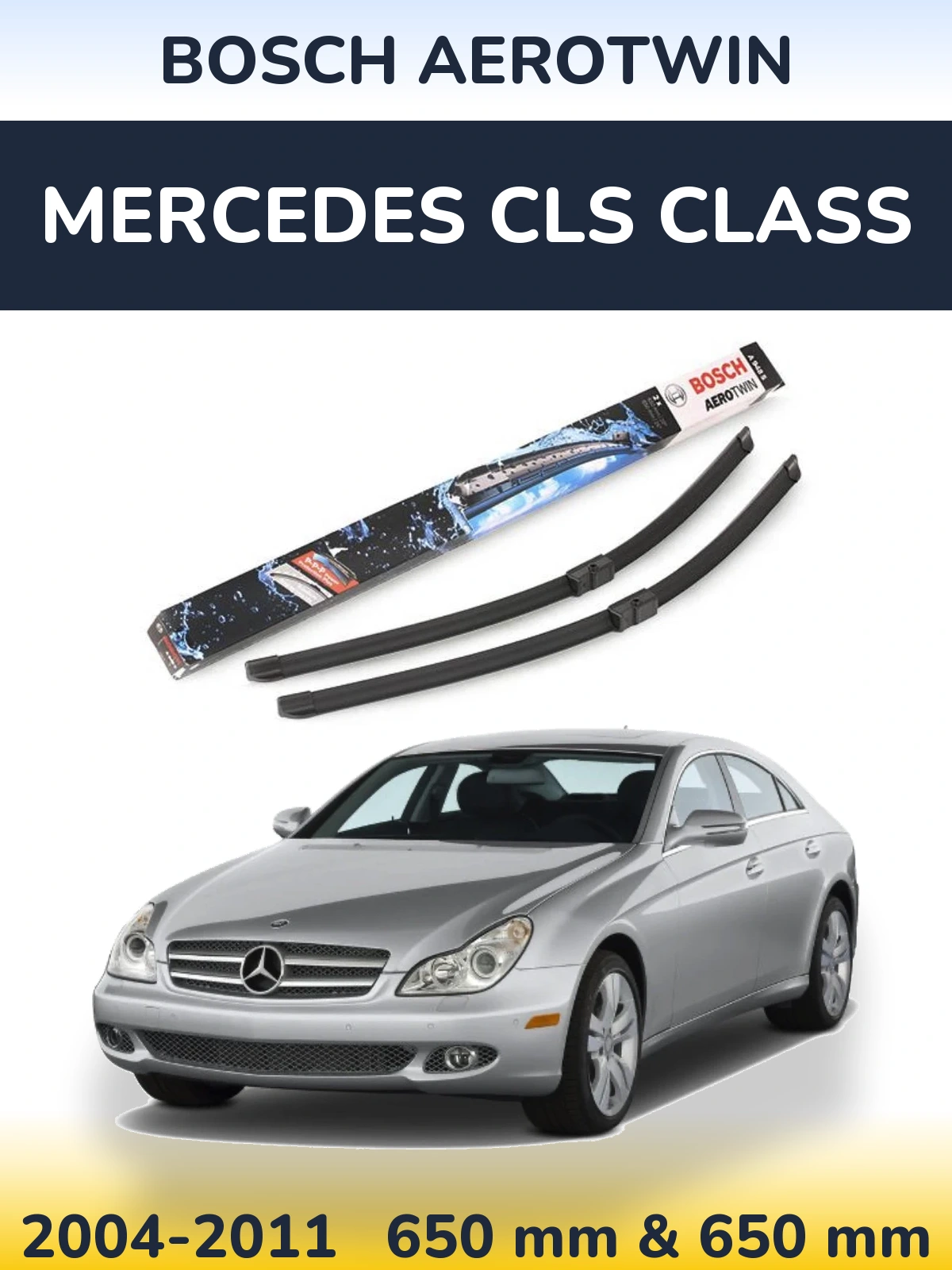 Комплект передних дворников BOSCH AeroTwin 650 & 650 мм для Mercedes CLS Class 2004-2011