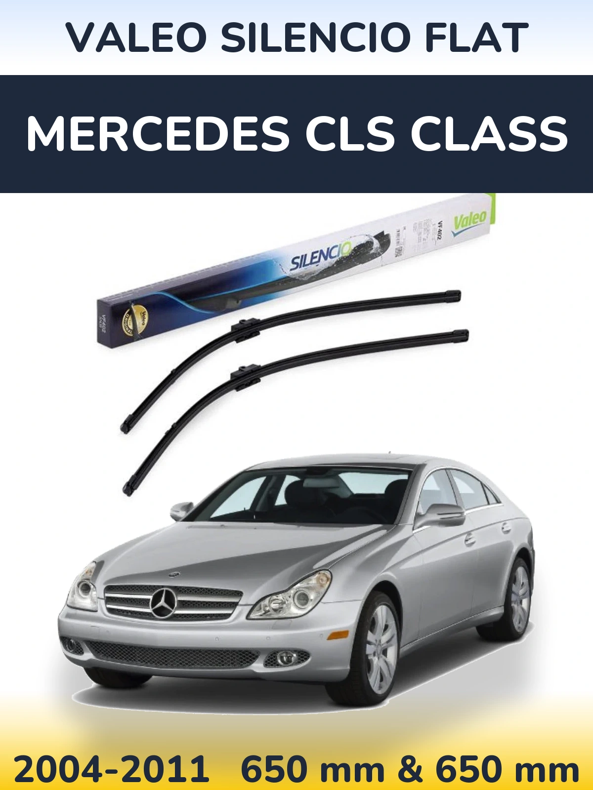 Комплект передніх щіток Valeo Silencio Flat 650 & 650 мм для Mercedes CLS Class 2004-2011