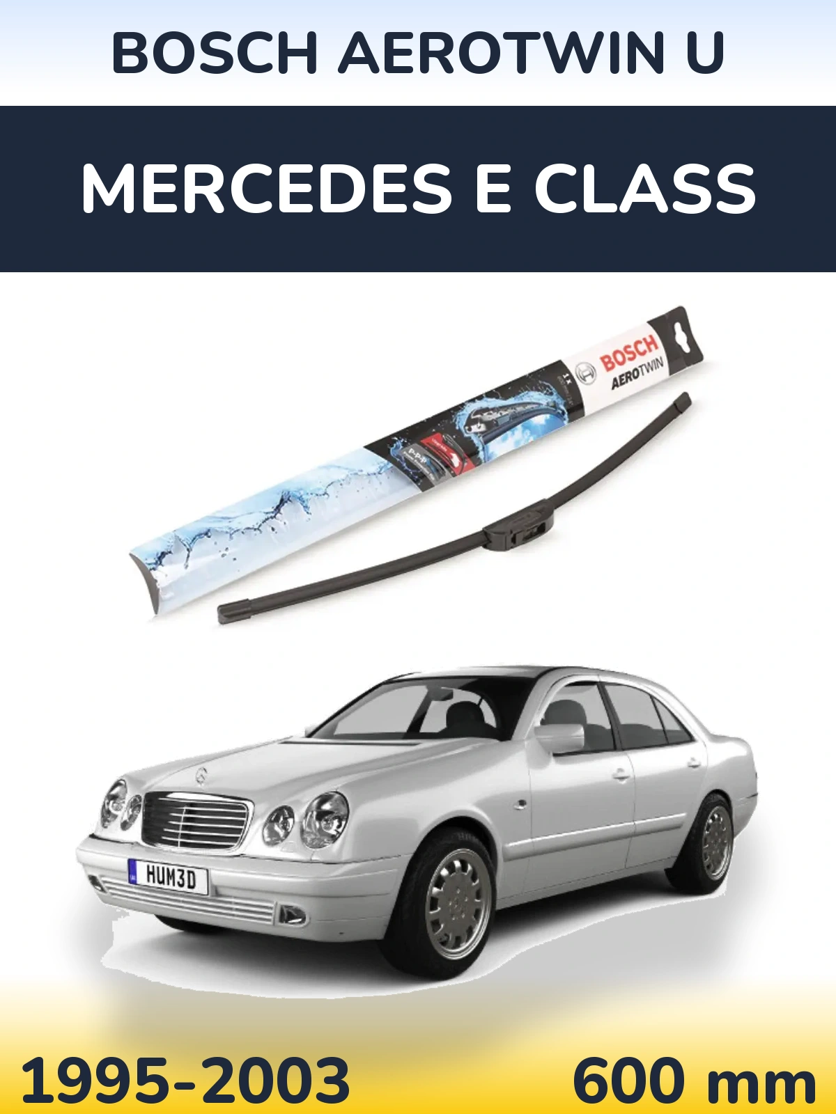 Front wiper blade BOSCH AeroTwin U 600 mm for Mercedes E Class 1995-2003