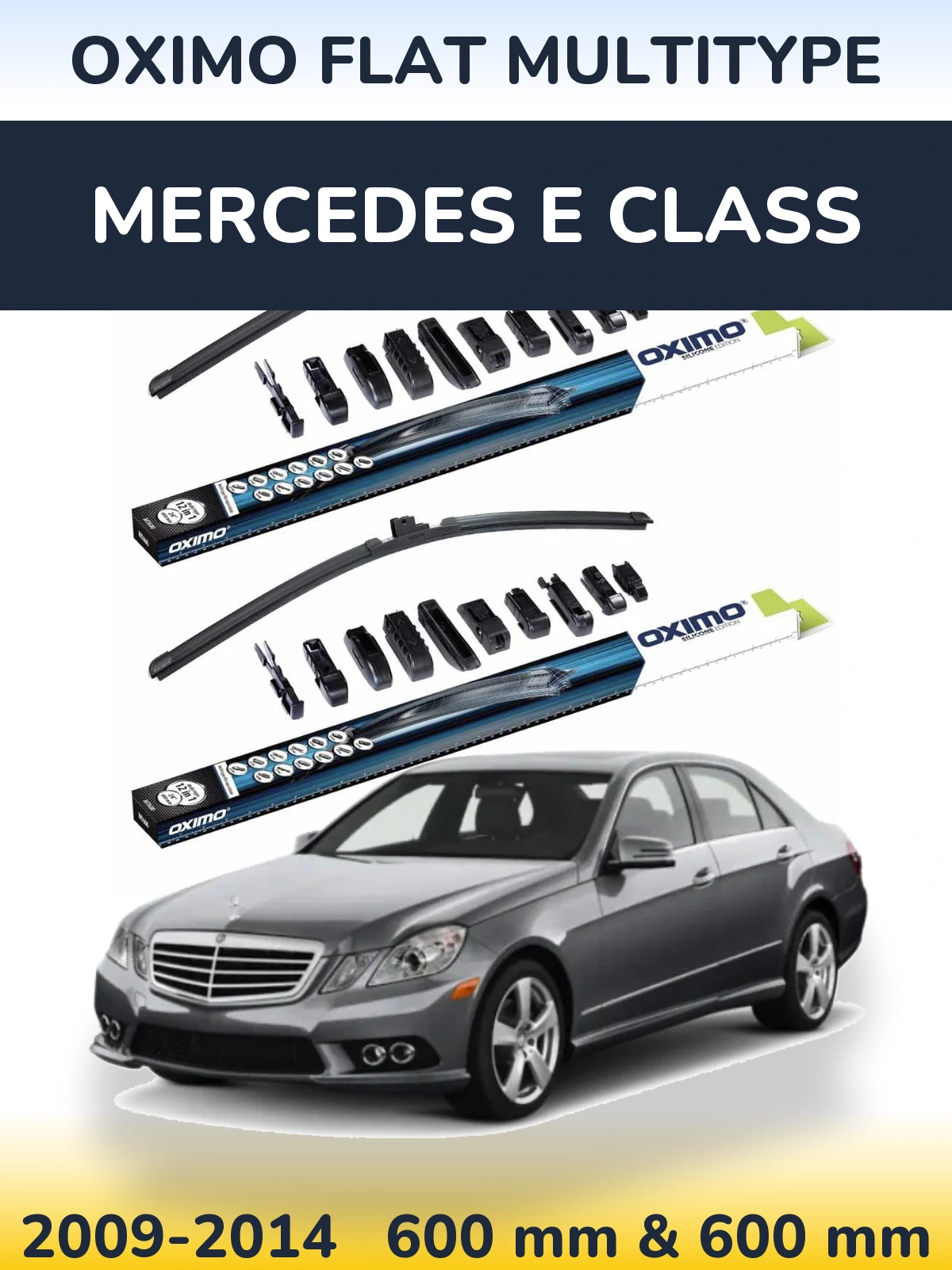 Комплект передних дворников Oximo Flat MultiТипe 600 & 600 мм для Mercedes E Class 2009-2014