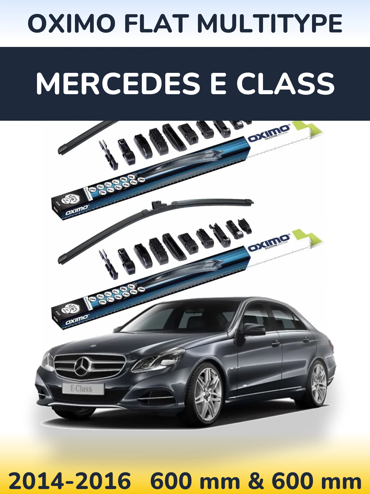 Front wiper blade set Oximo Flat MultiTipse 600 & 600 mm for Mercedes E Class 2014-2016