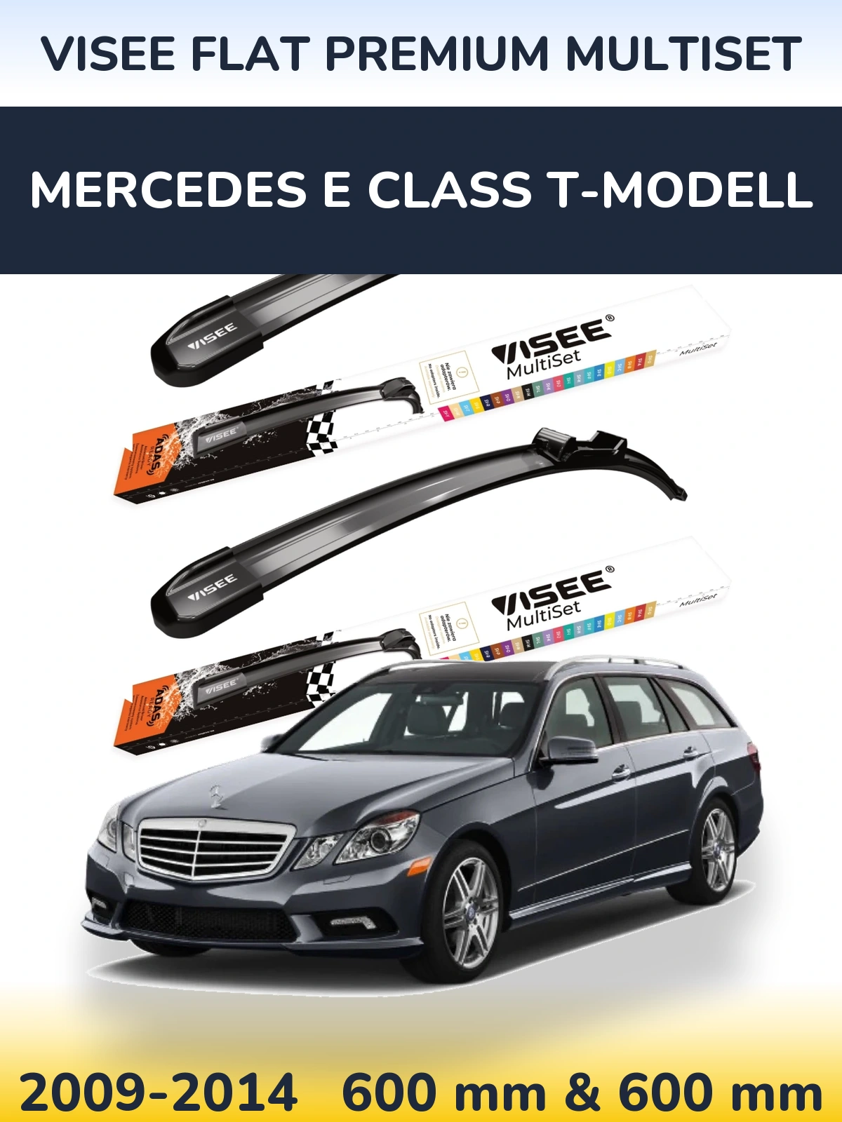 Комплект передних дворников VISEE FLAT PREMIUM MultiSet 600 & 600 мм для Mercedes E Class T-Модельl 2009-2014