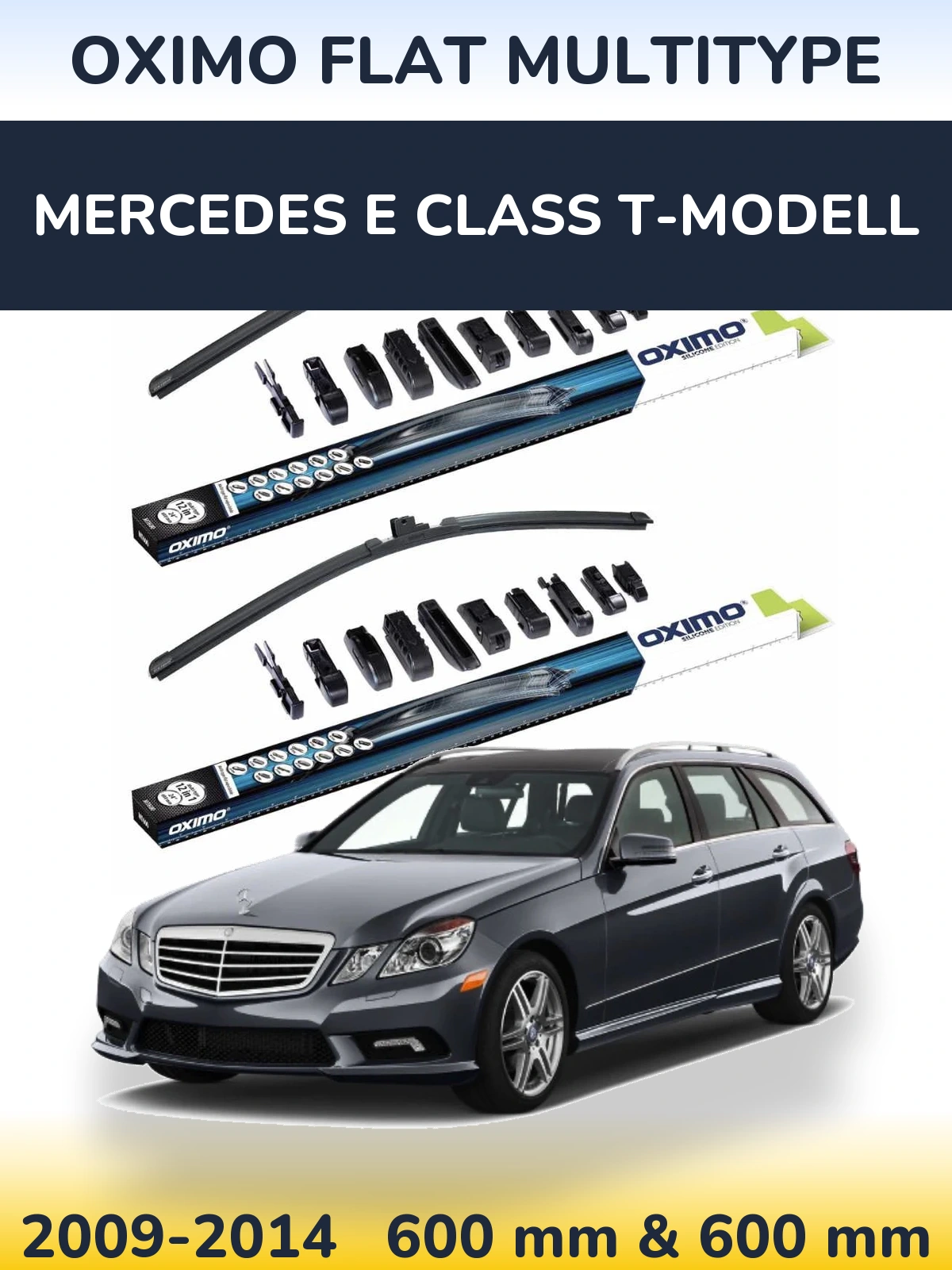 Комплект передних дворников Oximo Flat MultiТипe 600 & 600 мм для Mercedes E Class T-Модельl 2009-2014