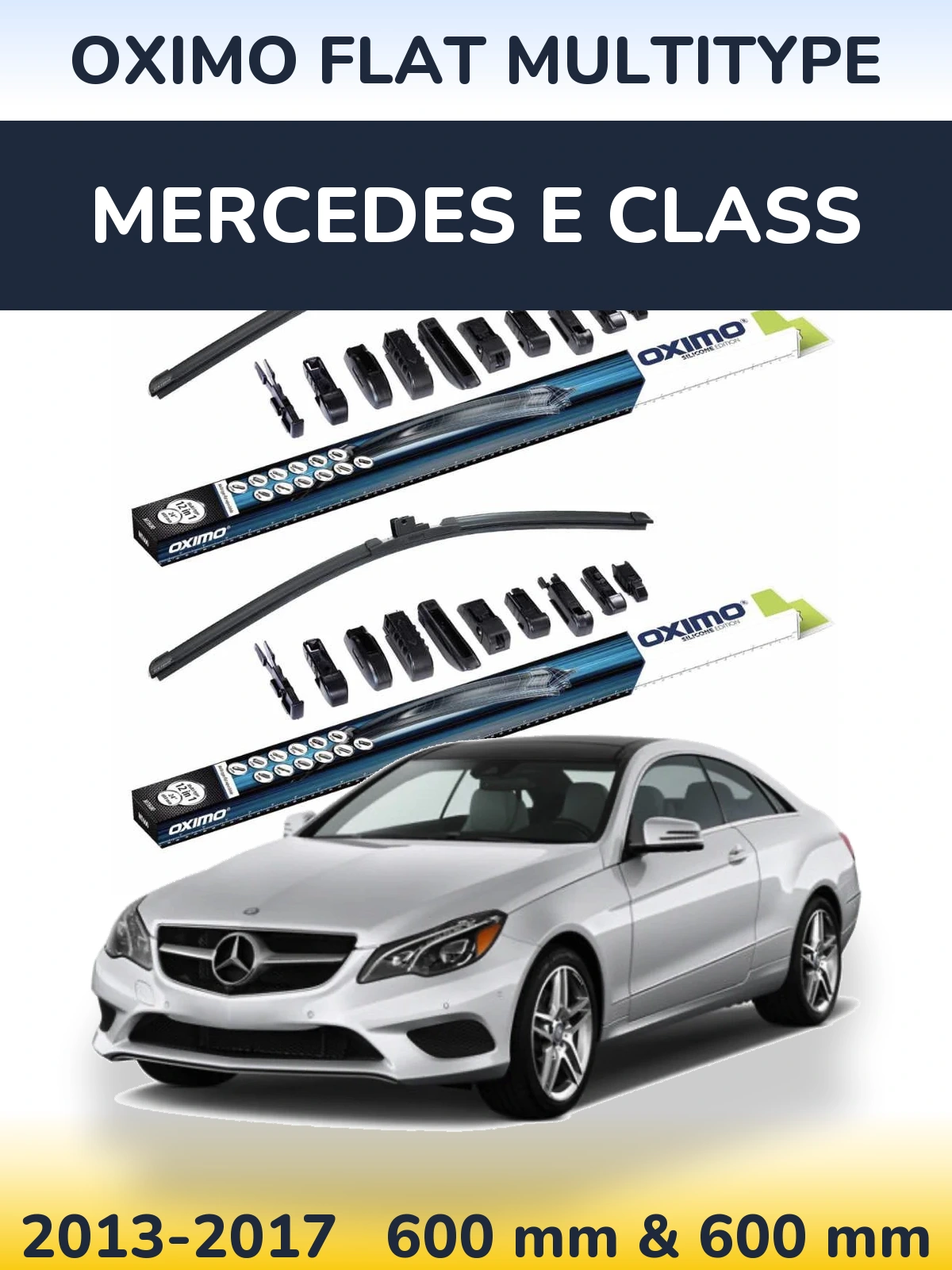 Front wiper blade set Oximo Flat MultiTipse 600 & 600 mm for Mercedes E Class 2013-2017