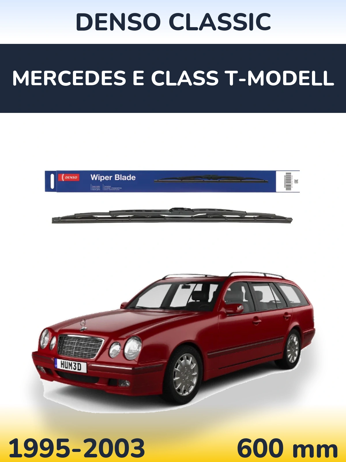 Front wiper blade Denso Classic 600 mm for Mercedes E Class T-Modelisl 1995-2003