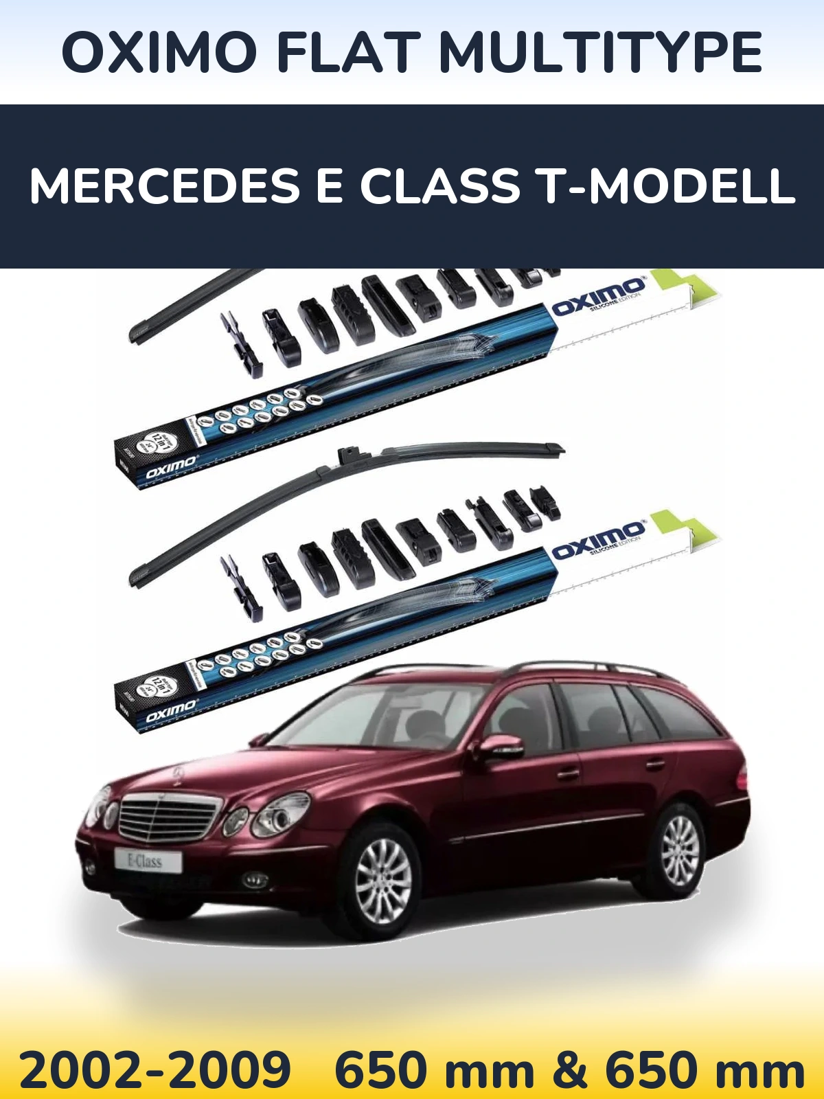 Комплект передних дворников Oximo Flat MultiТипe 650 & 650 мм для Mercedes E Class T-Модельl 2002-2009