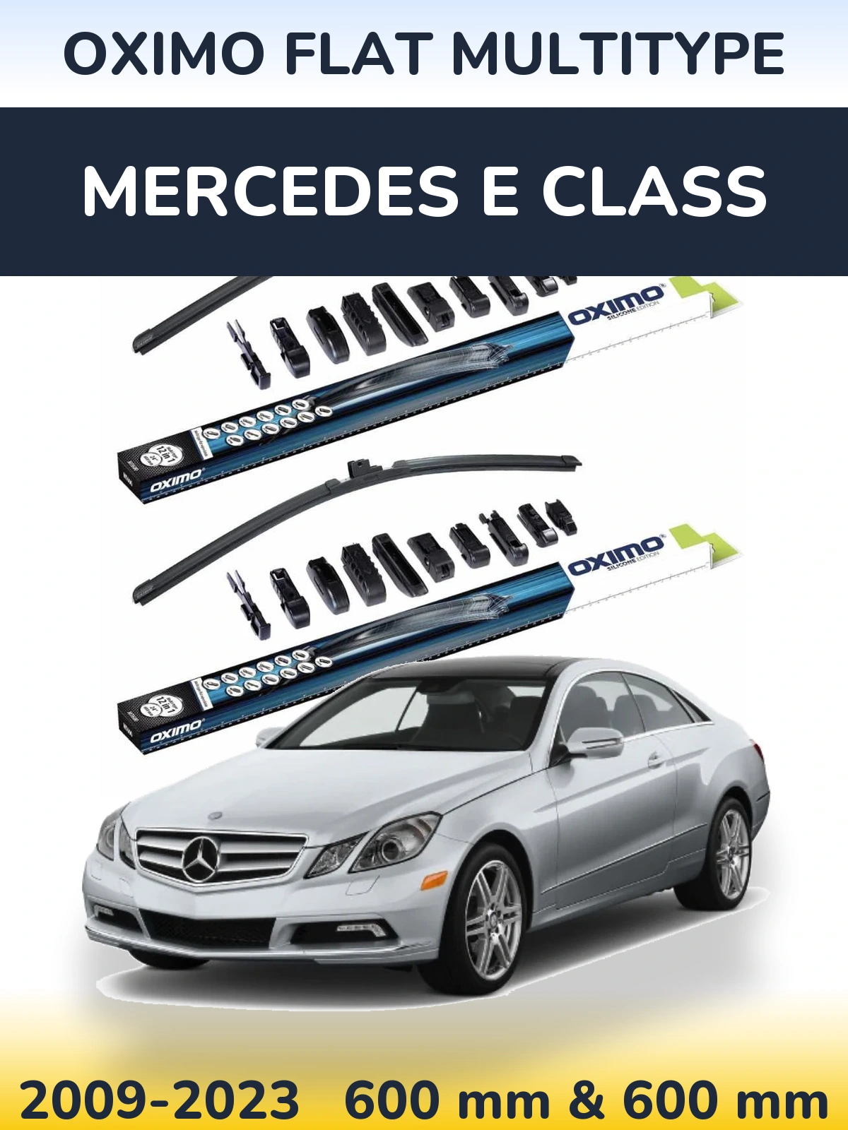 Комплект передних дворников Oximo Flat MultiТипe 600 & 600 мм для Mercedes E Class 2009-2023