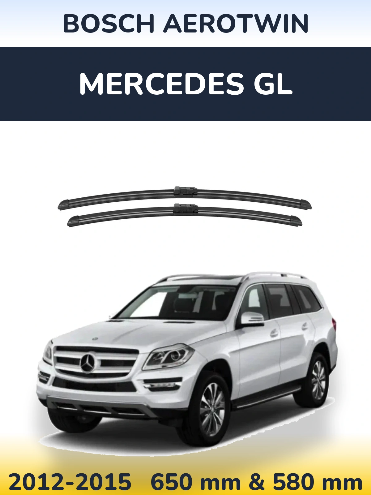 Front wiper blade set BOSCH AeroTwin 650 & 580 mm for Mercedes GL 2012-2015