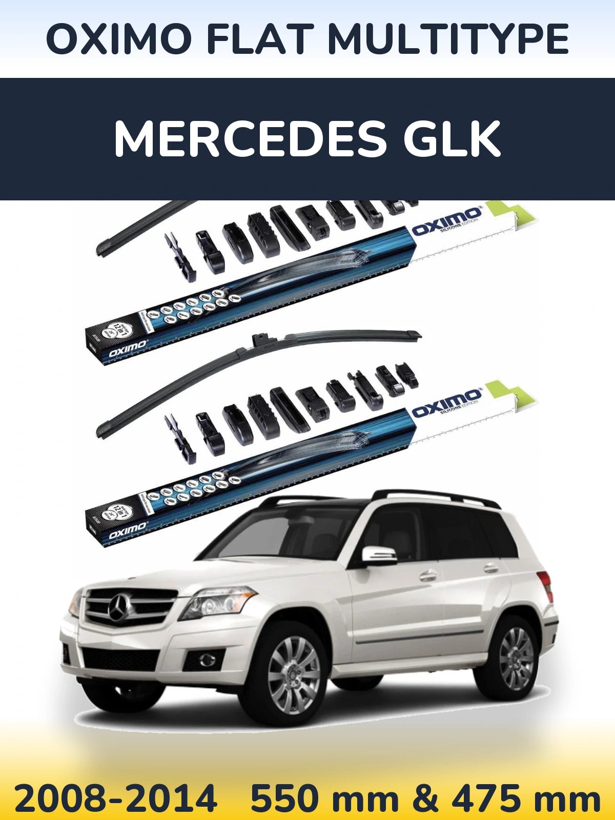 Комплект передних дворников Oximo Flat MultiТипe 550 & 475 мм для Mercedes GLK 2008-2014