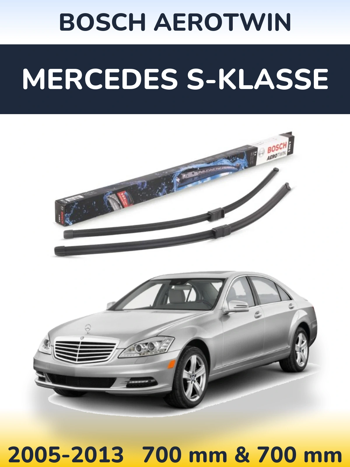 Front wiper blade set BOSCH AeroTwin 680 & 680 mm for Mercedes S-Klasse 2005-2013