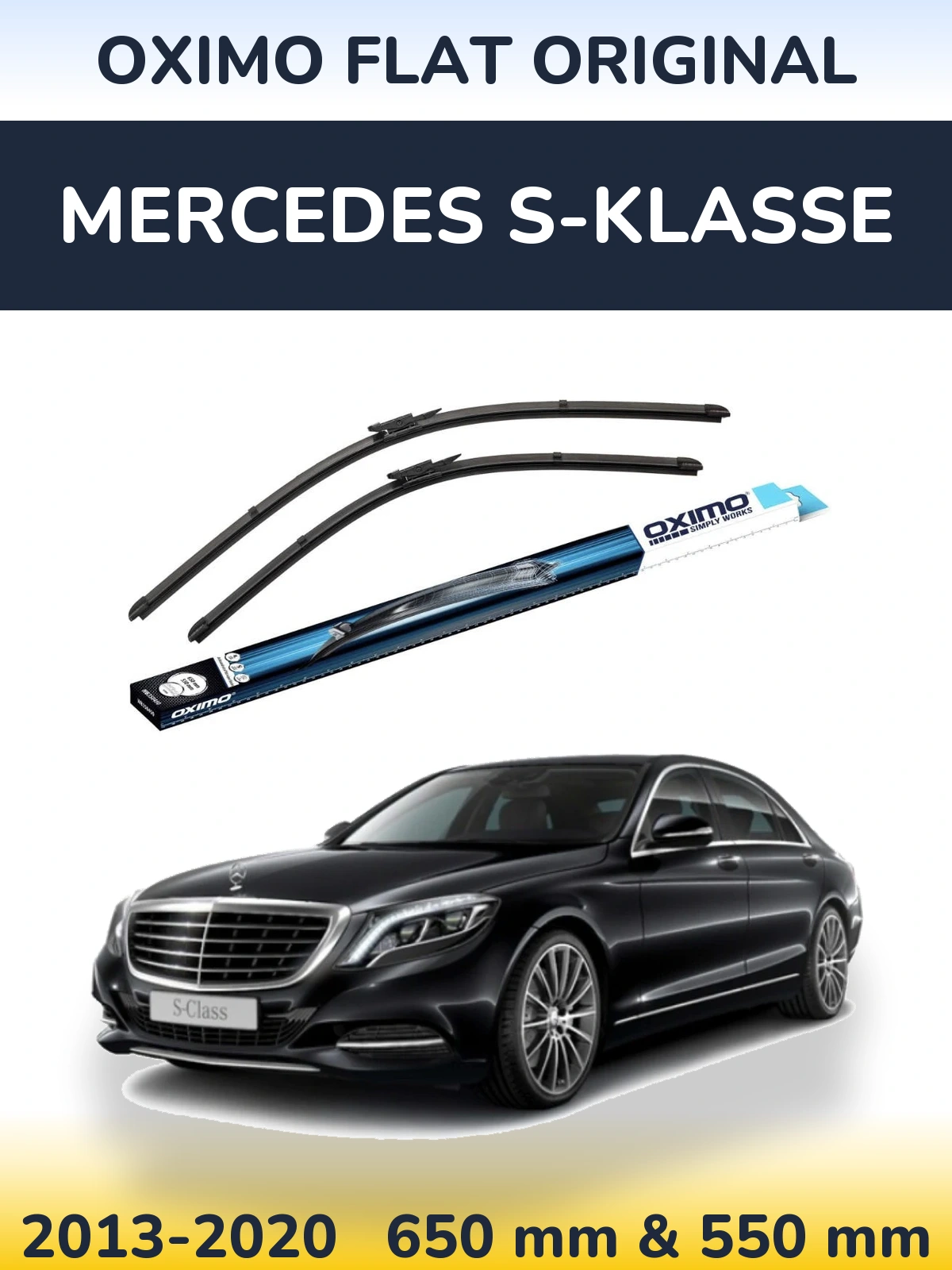 Комплект передних дворников Oximo Flat Original 650 & 550 мм для Mercedes S-Klasse 2013-2020
