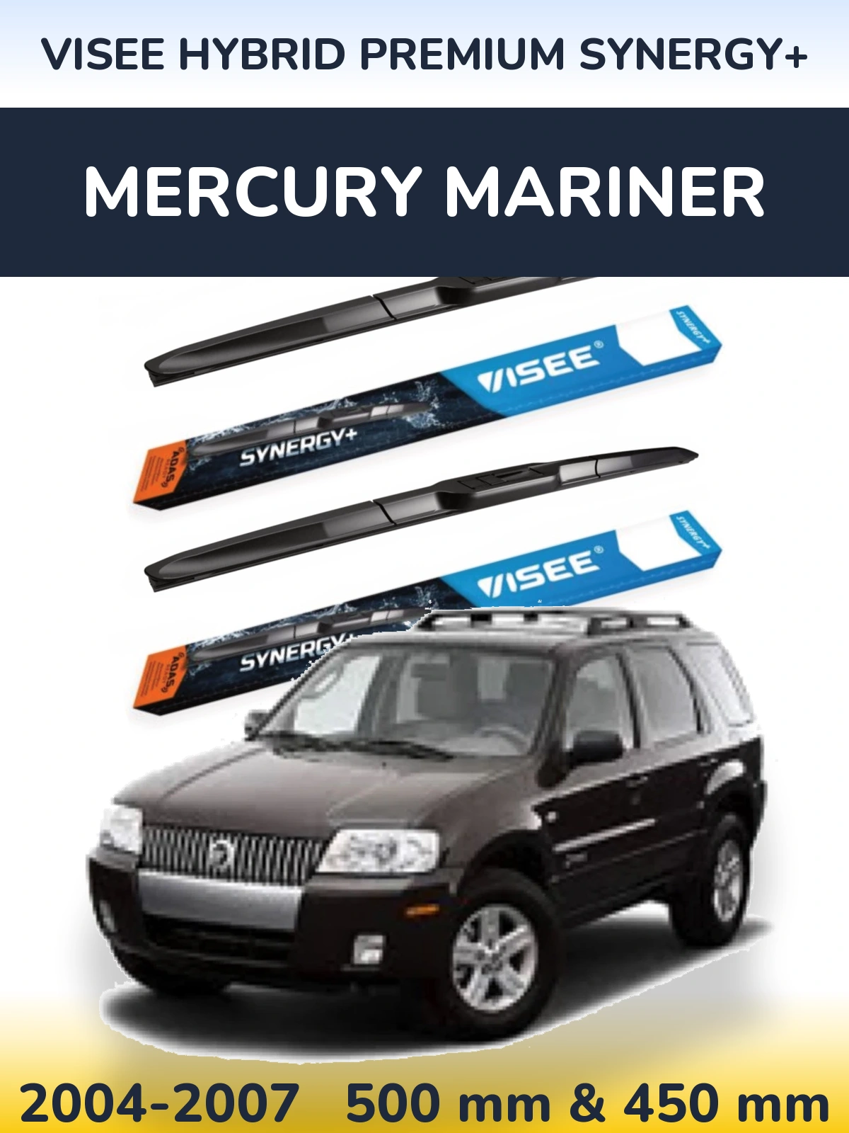 Комплект передних дворников VISEE HYBRID PREMIUM SYNERGY+ 500 & 450 мм для Mercury Mariner 2004-2007