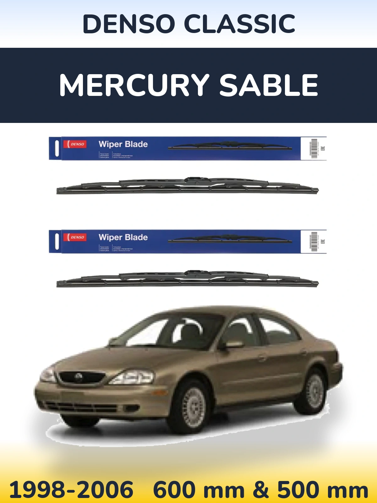 Комплект передніх щіток Denso Classic 600 & 500 мм для Mercury Sable 1998-2006