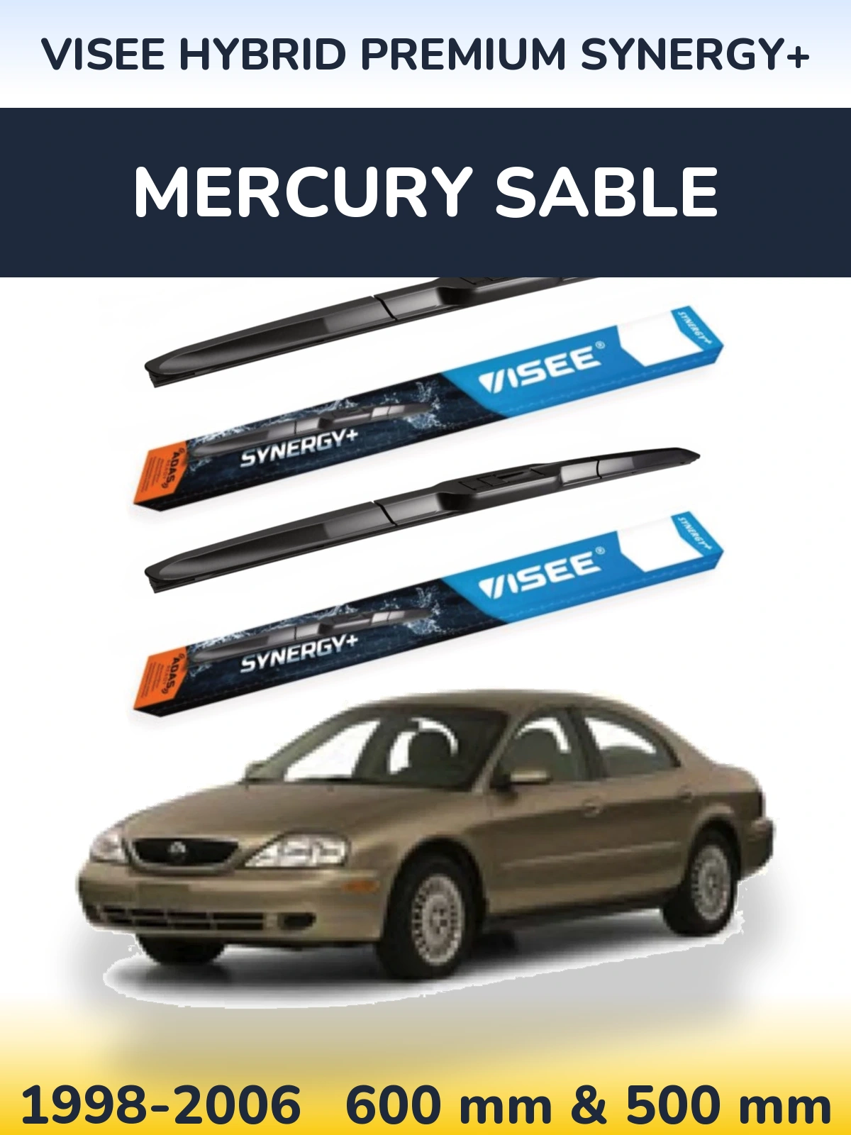 Комплект передніх щіток VISEE HYBRID PREMIUM SYNERGY+ 600 & 500 мм для Mercury Sable 1998-2006