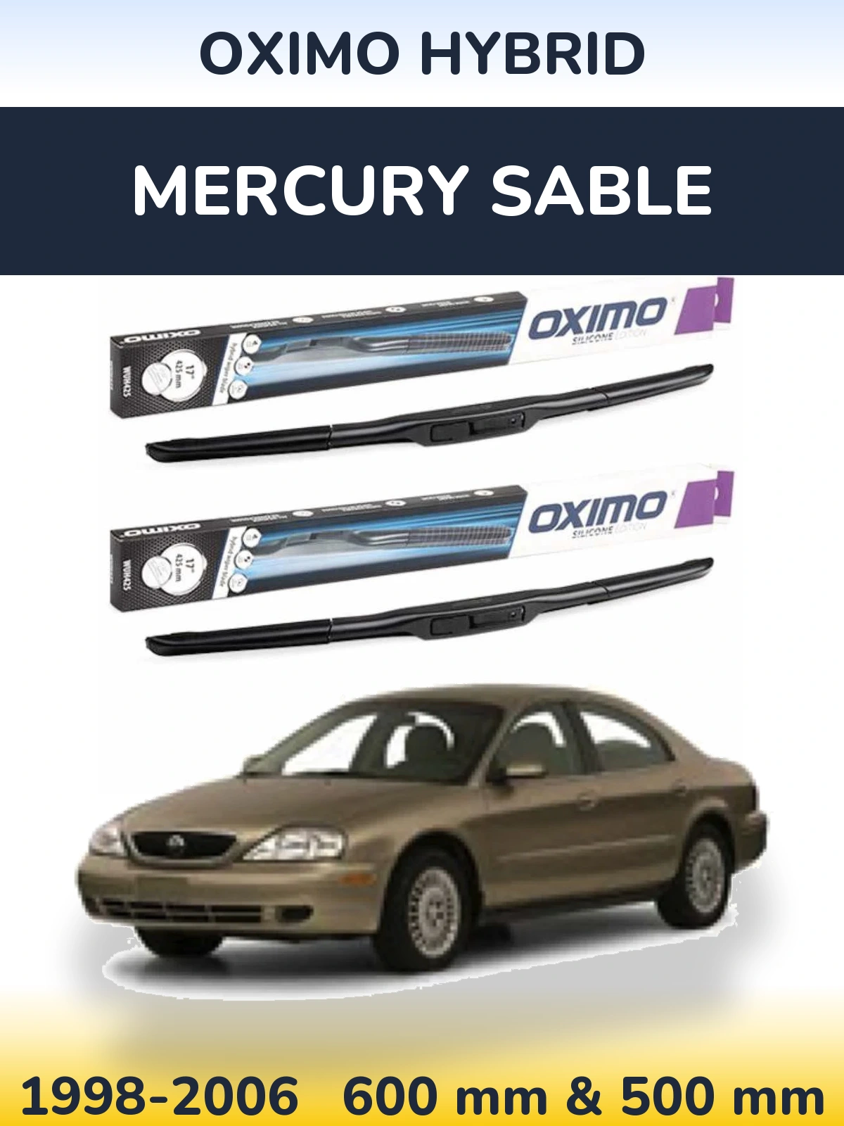 Комплект передних дворников Oximo Hybrid 600 & 500 мм для Mercury Sable 1998-2006