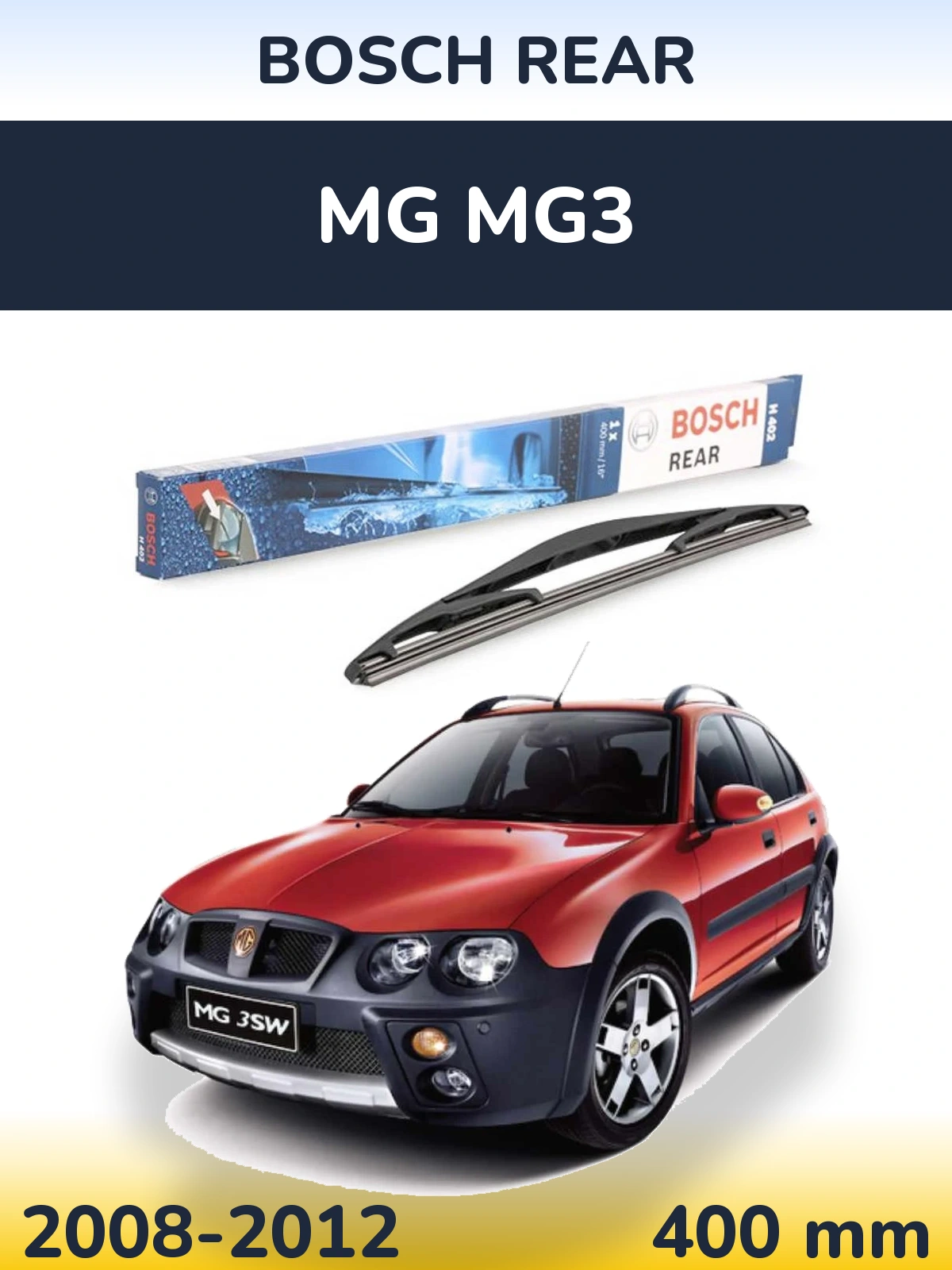 Rear wiper blade BOSCH Rear 400 mm for MG MG3 2008-2012