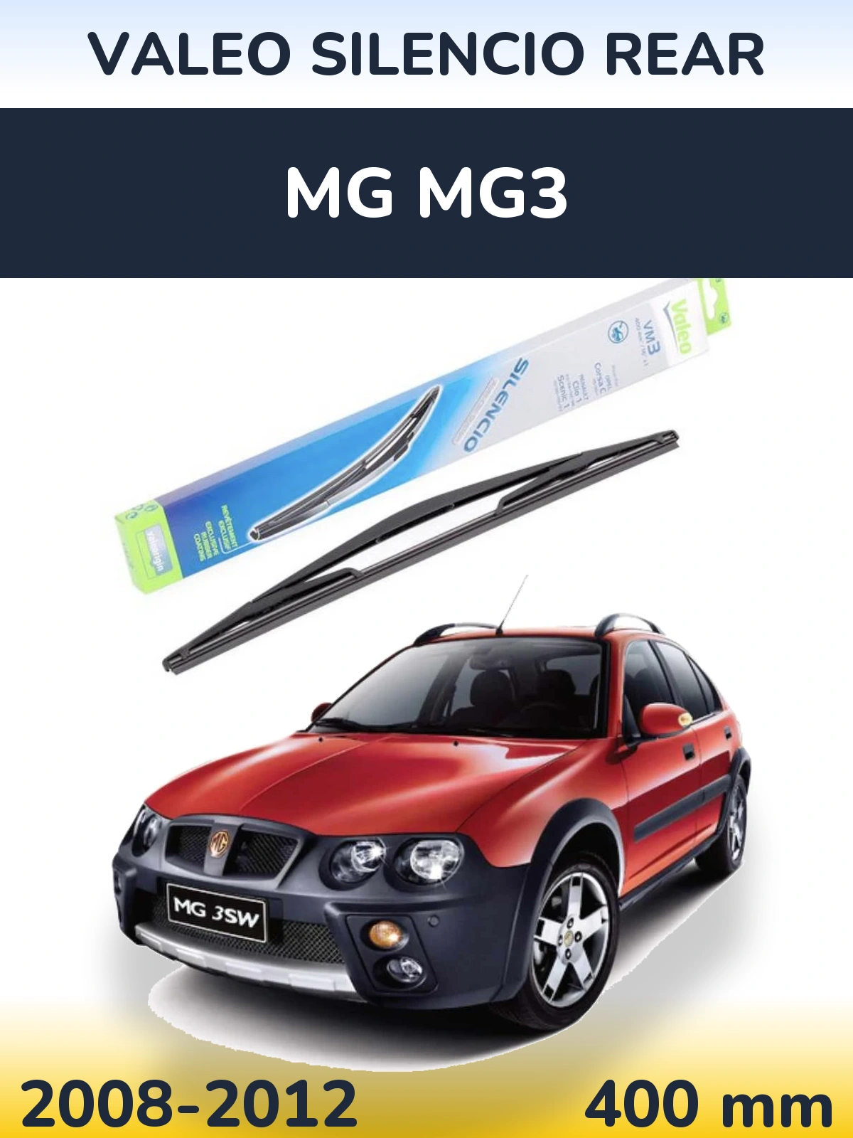 Rear wiper blade Valeo Silencio Rear 400 mm for MG MG3 2008-2012