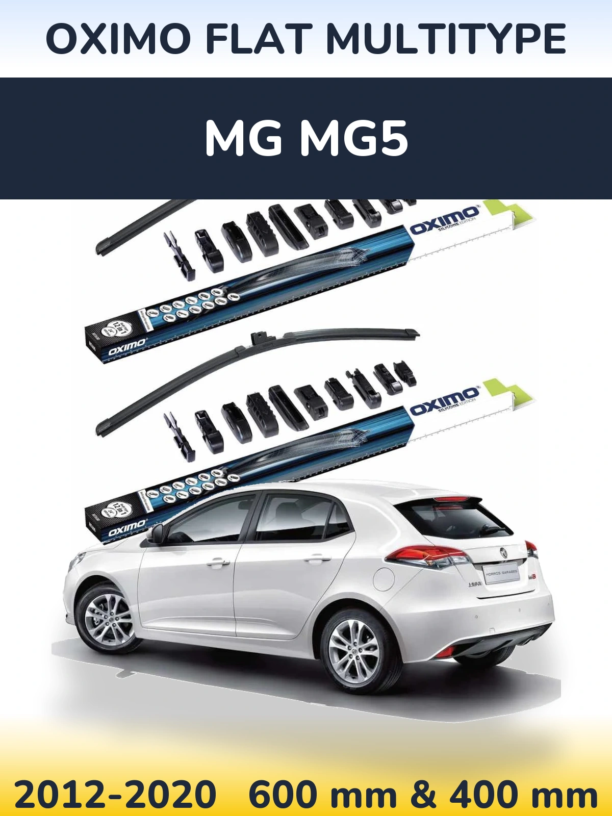 Комплект передніх щіток Oximo Flat MultiТипe 600 & 400 мм для MG MG5 2012-2020