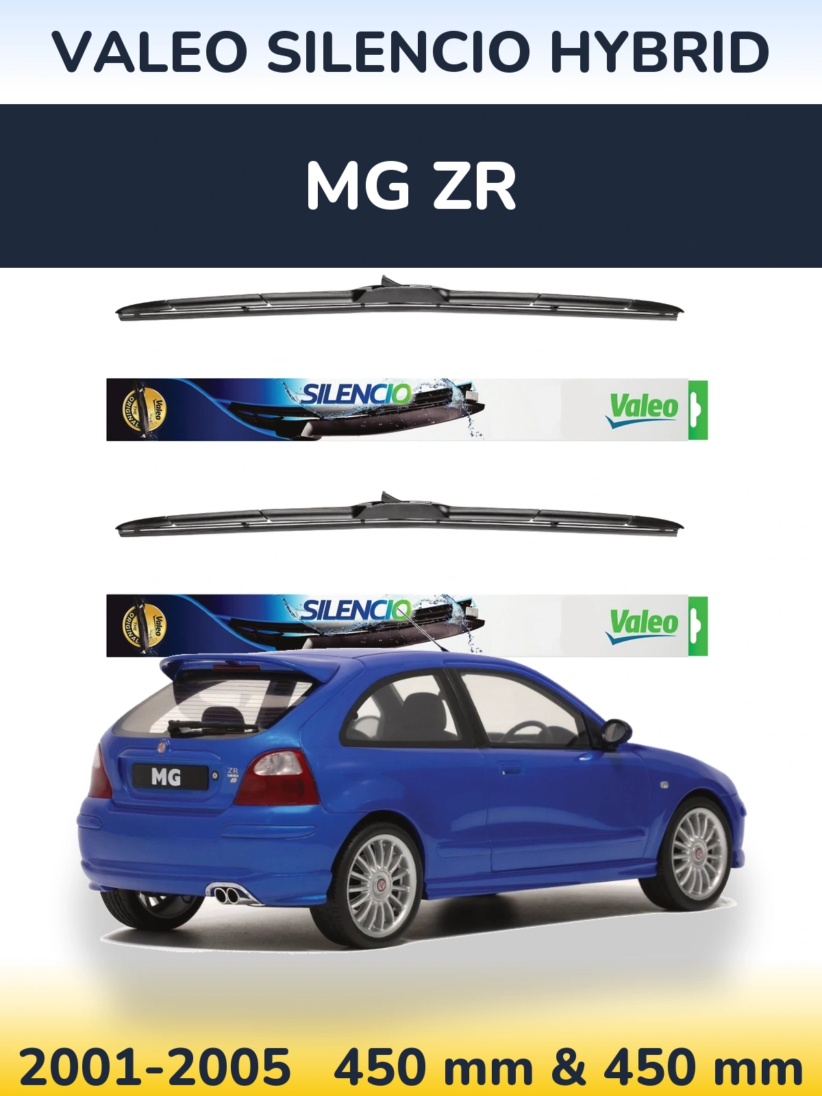 Комплект передніх щіток Valeo Silencio Hybrid 450 & 450 мм для MG ZR 2001-2005