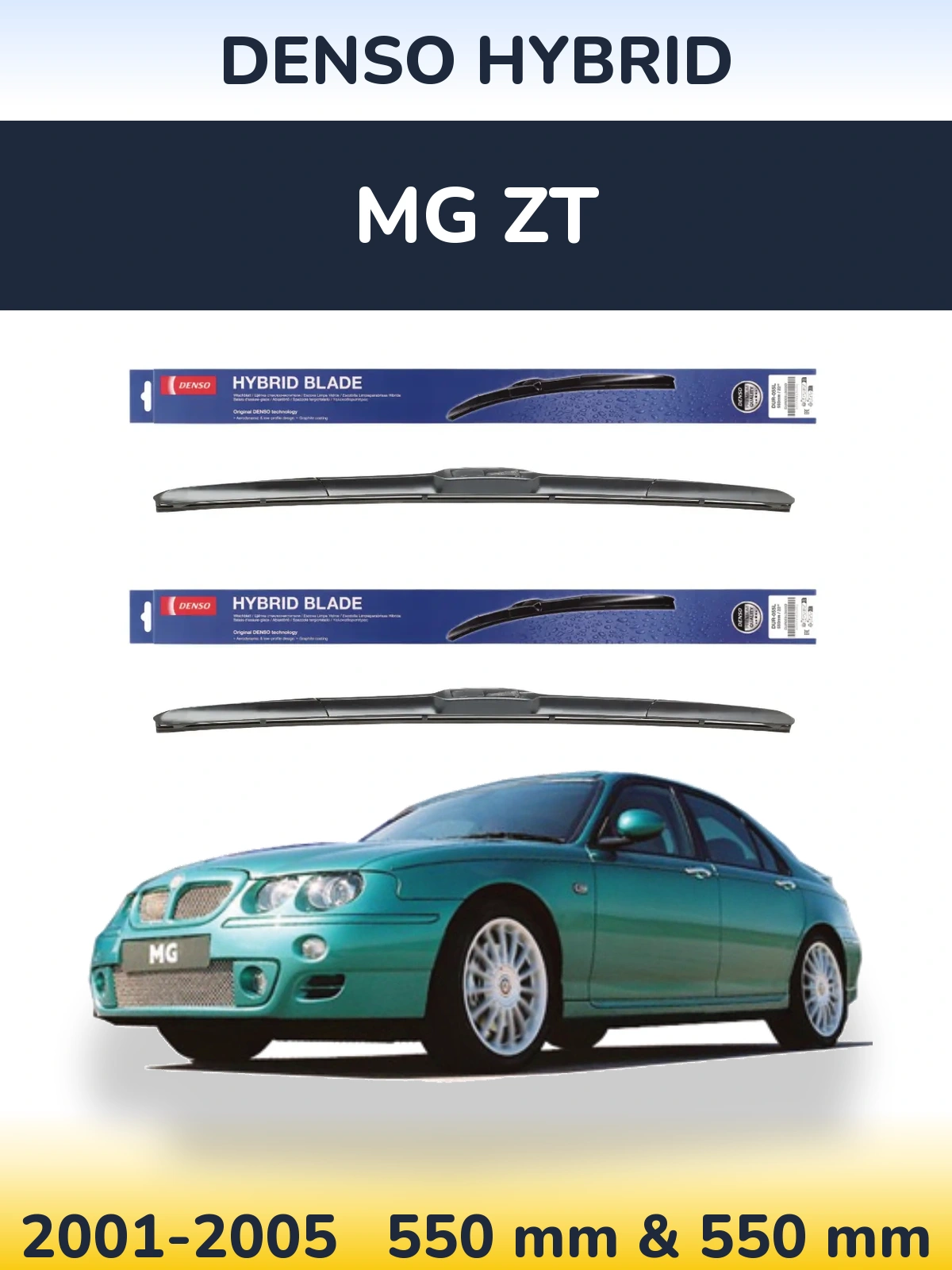 Комплект передних дворников Denso Hybrid 550 & 550 мм для MG ZT 2001-2005