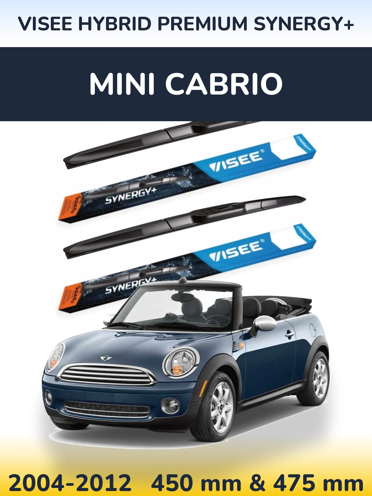 Комплект передних дворников VISEE HYBRID PREMIUM SYNERGY+ 450 & 475 мм для MINI Cabrio 2004-2012