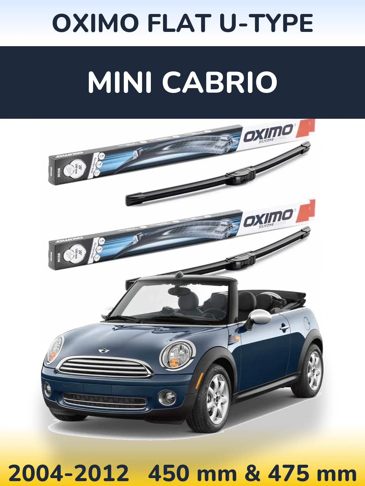 Комплект передних дворников Oximo Flat U-type 450 & 475 мм для MINI Cabrio 2004-2012
