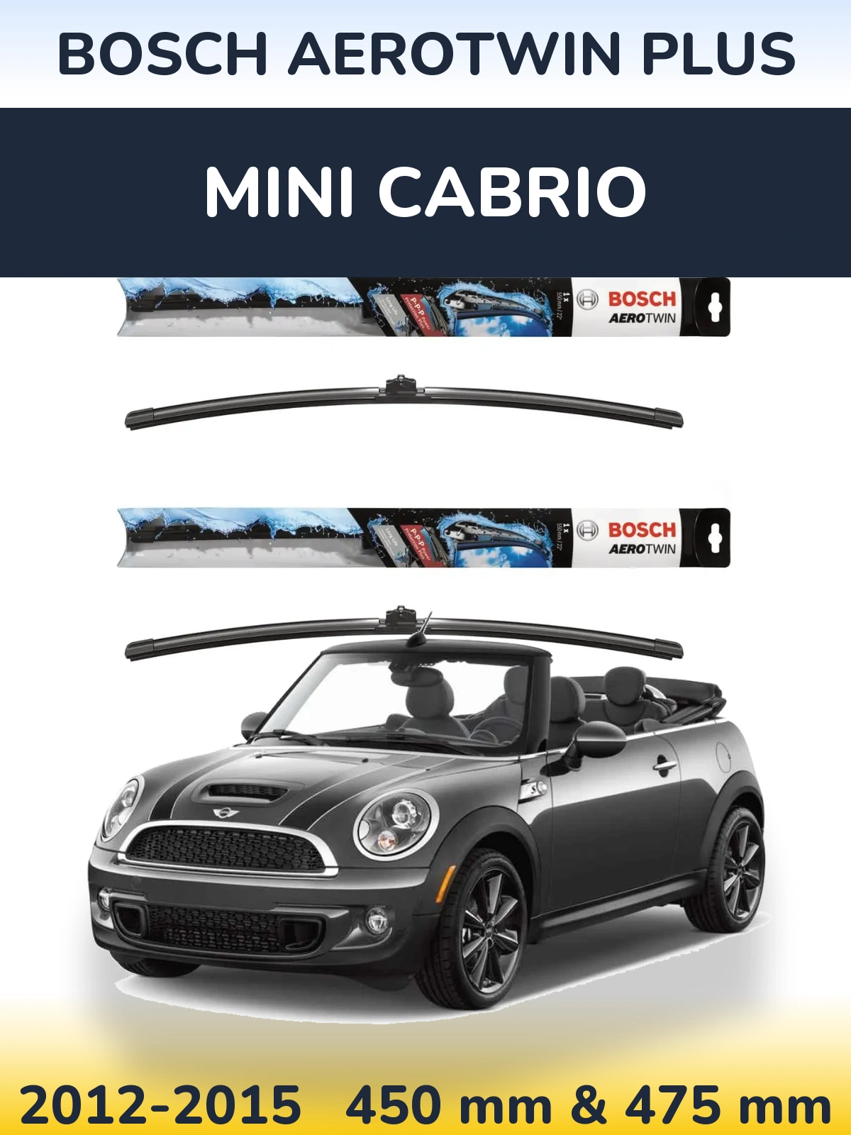 Комплект передних дворников BOSCH AeroTwin Plus 450 & 475 мм для MINI Cabrio 2012-2015
