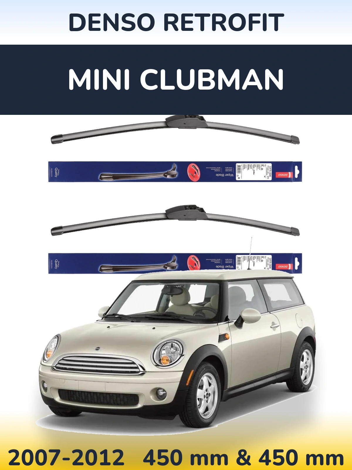 Front wiper blade set Denso Retrofit 450 & 450 mm for MINI Clubman 2007-2012