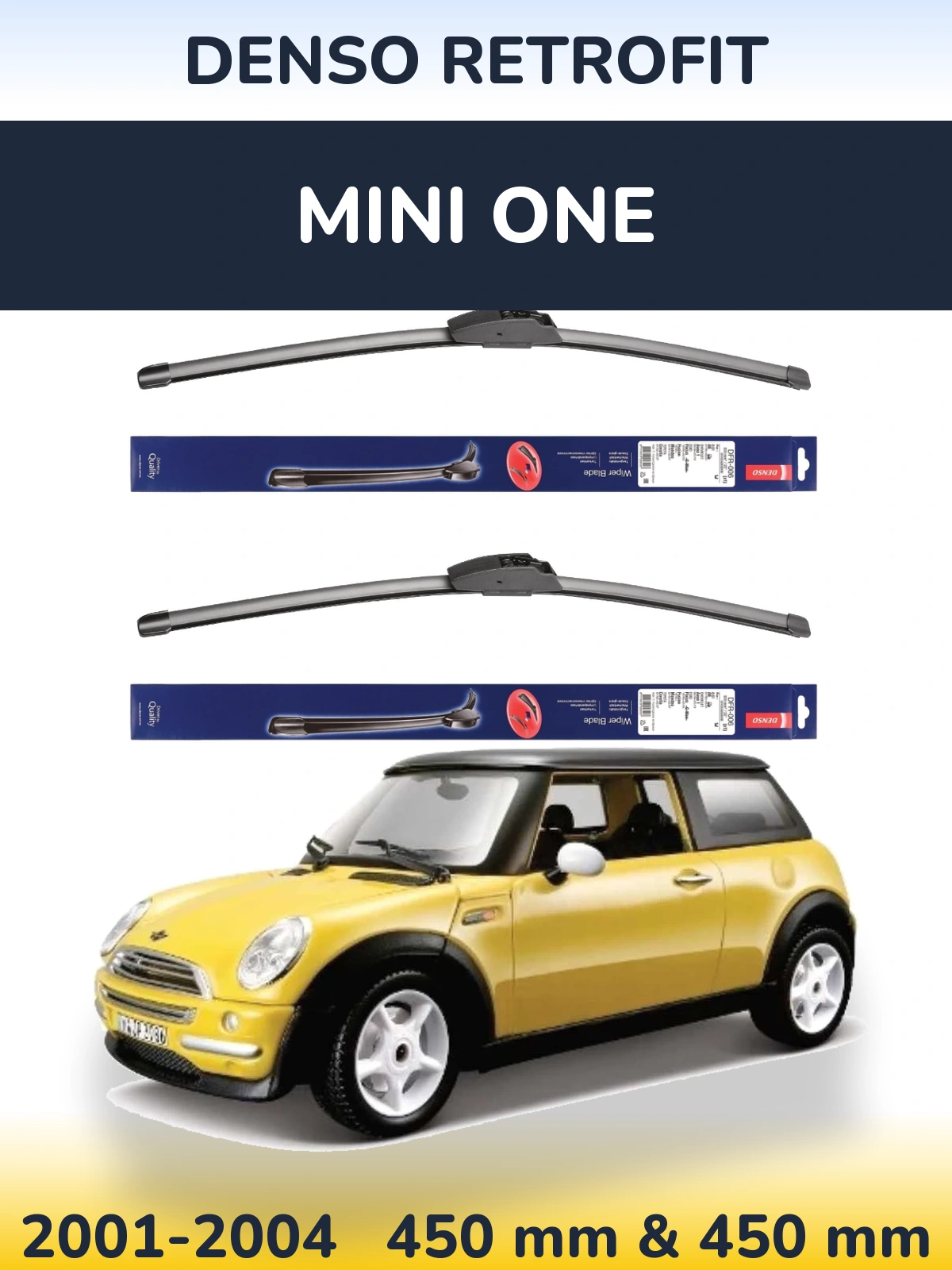 Front wiper blade set Denso Retrofit 450 & 450 mm for MINI One 2001-2004