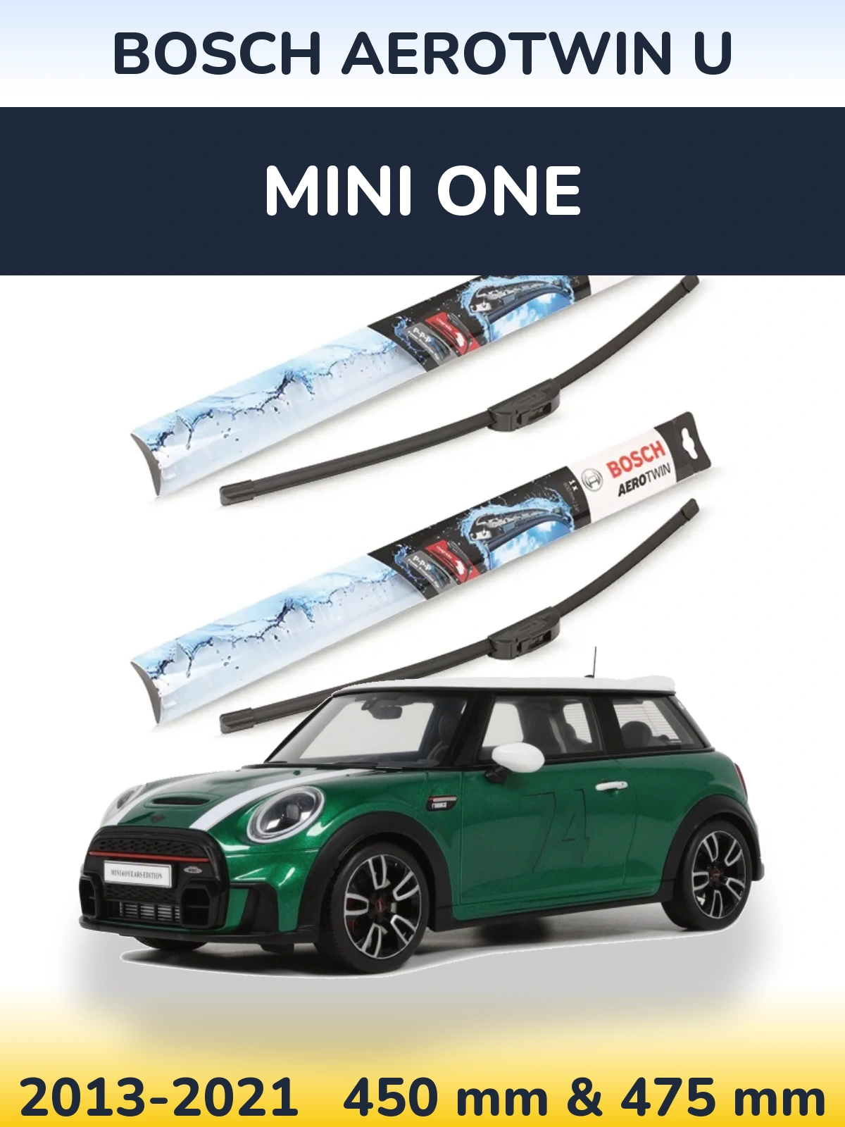 Комплект передніх щіток BOSCH AeroTwin U 450 & 475 мм для MINI One 2013-2021