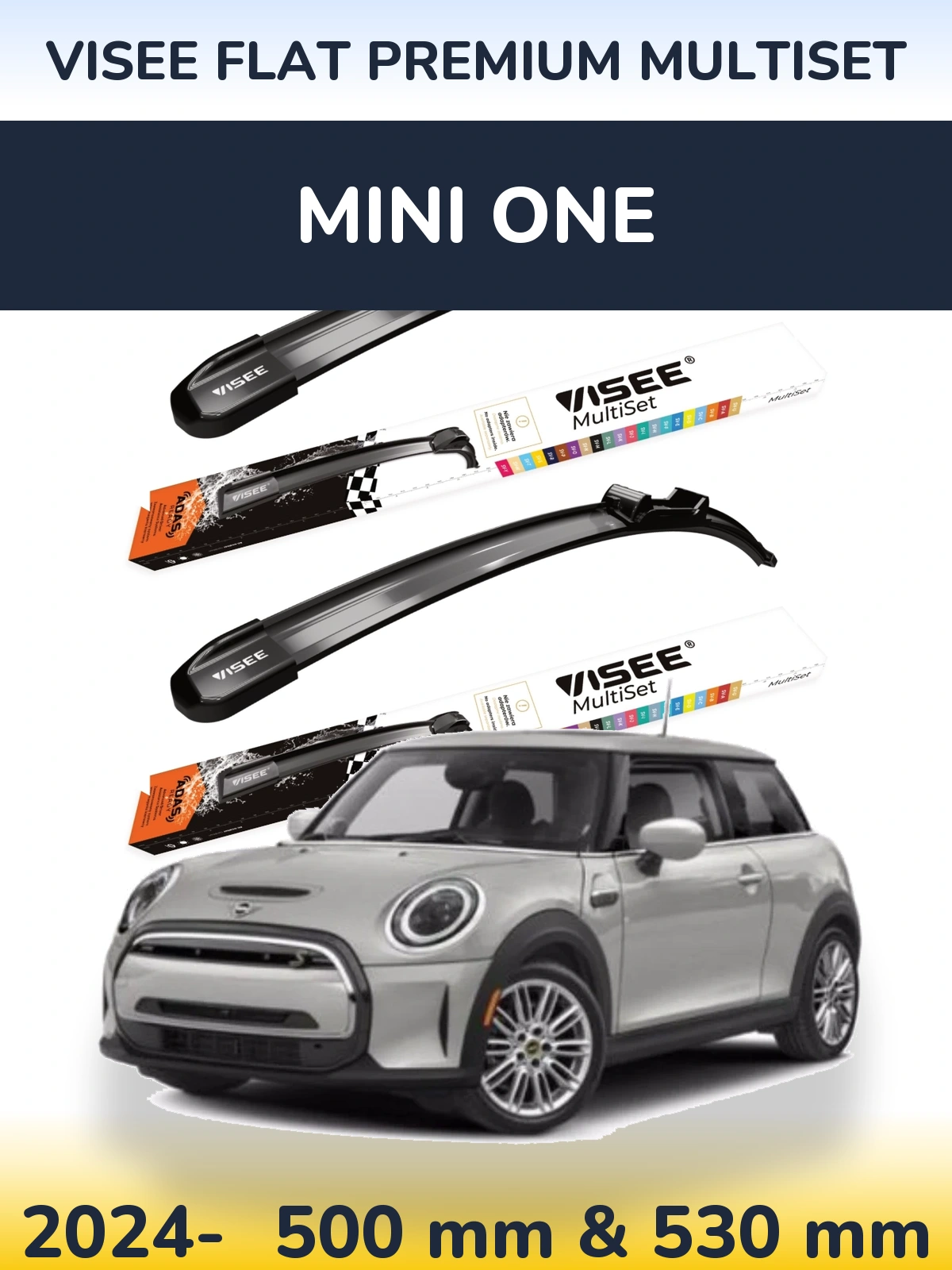 Комплект передних дворников VISEE FLAT PREMIUM MultiSet 500 & 530 мм для MINI One 2024-2026