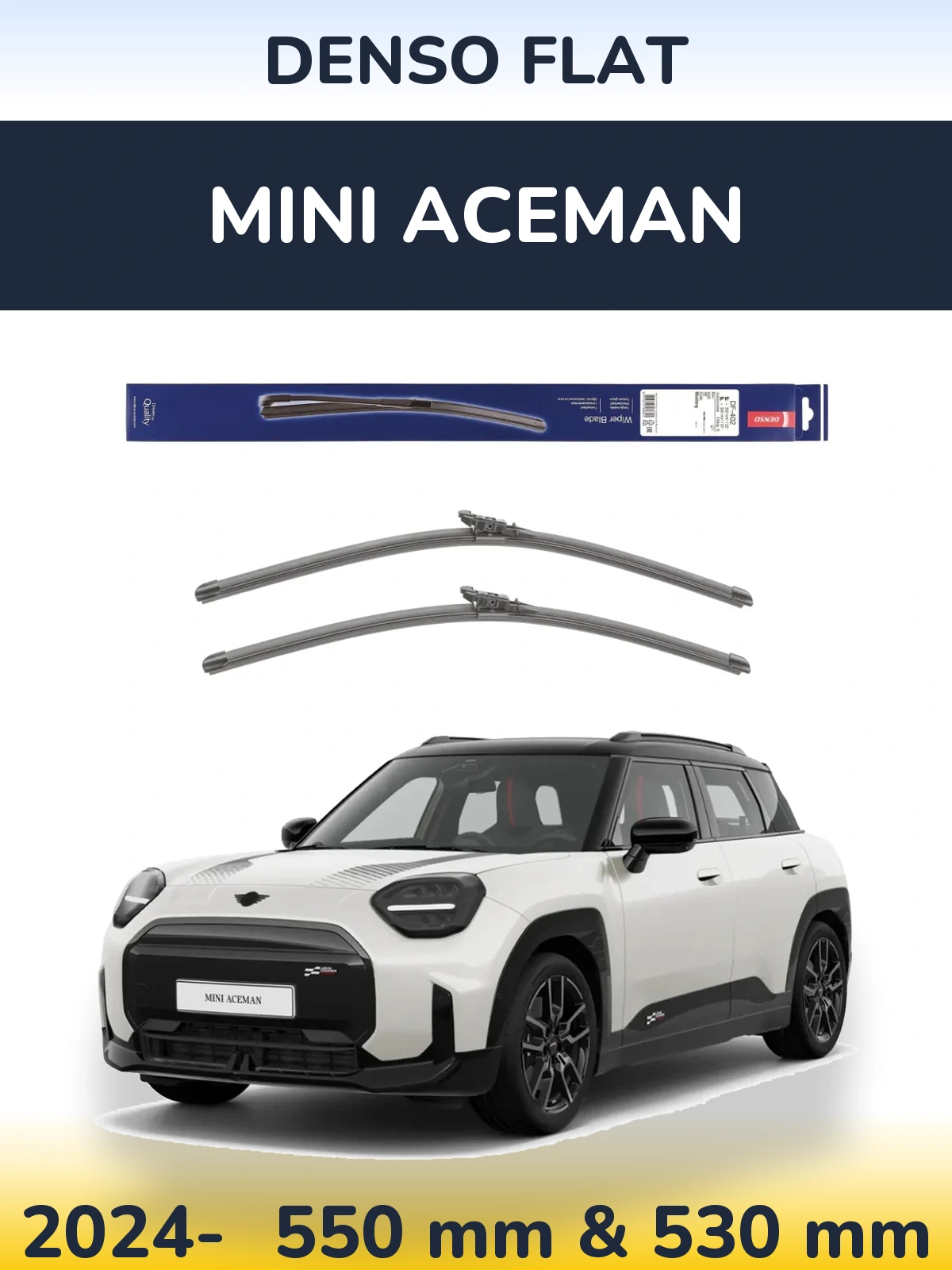 Front wiper blade set Denso Flat 550 & 530 mm for MINI Aceman 2024-2026