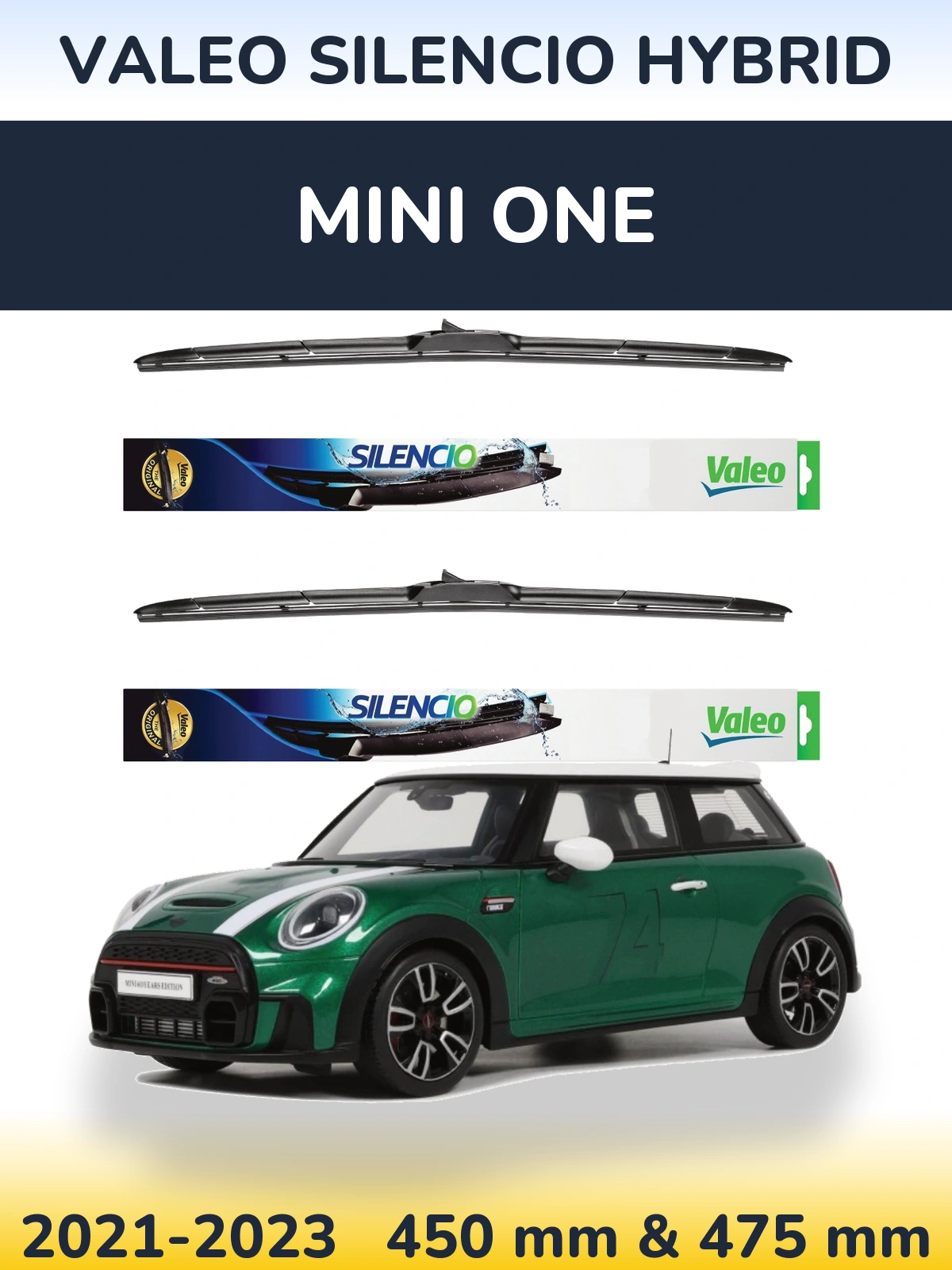 Комплект передних дворников Valeo Silencio Hybrid 450 & 475 мм для MINI One 2021-2023