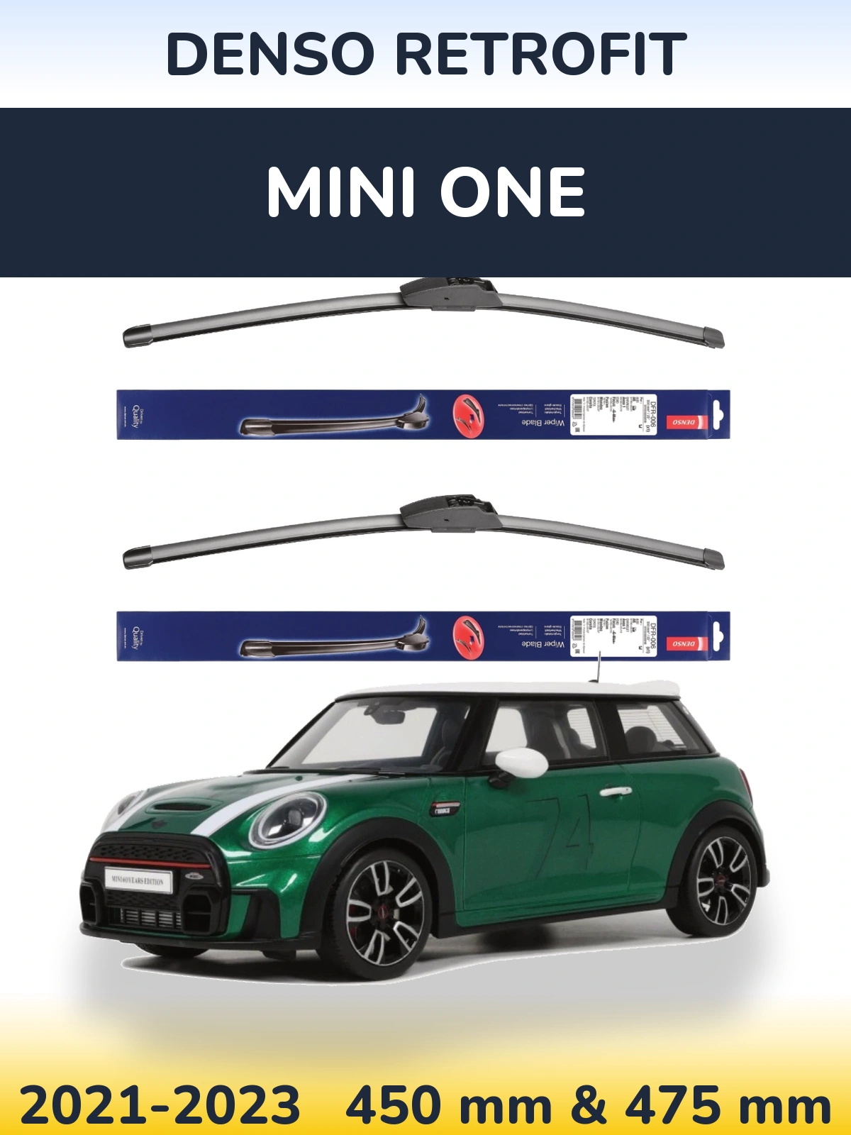 Комплект передних дворников Denso Retrofit 450 & 475 мм для MINI One 2021-2023