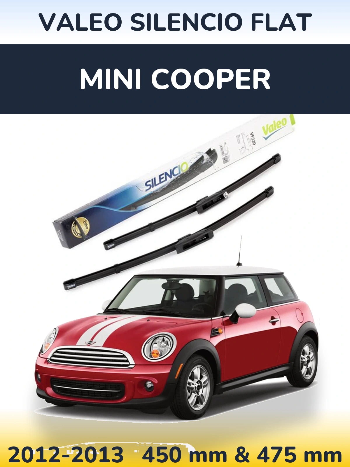 Комплект передних дворников Valeo Silencio Flat 450 & 475 мм для MINI Cooper 2012-2013
