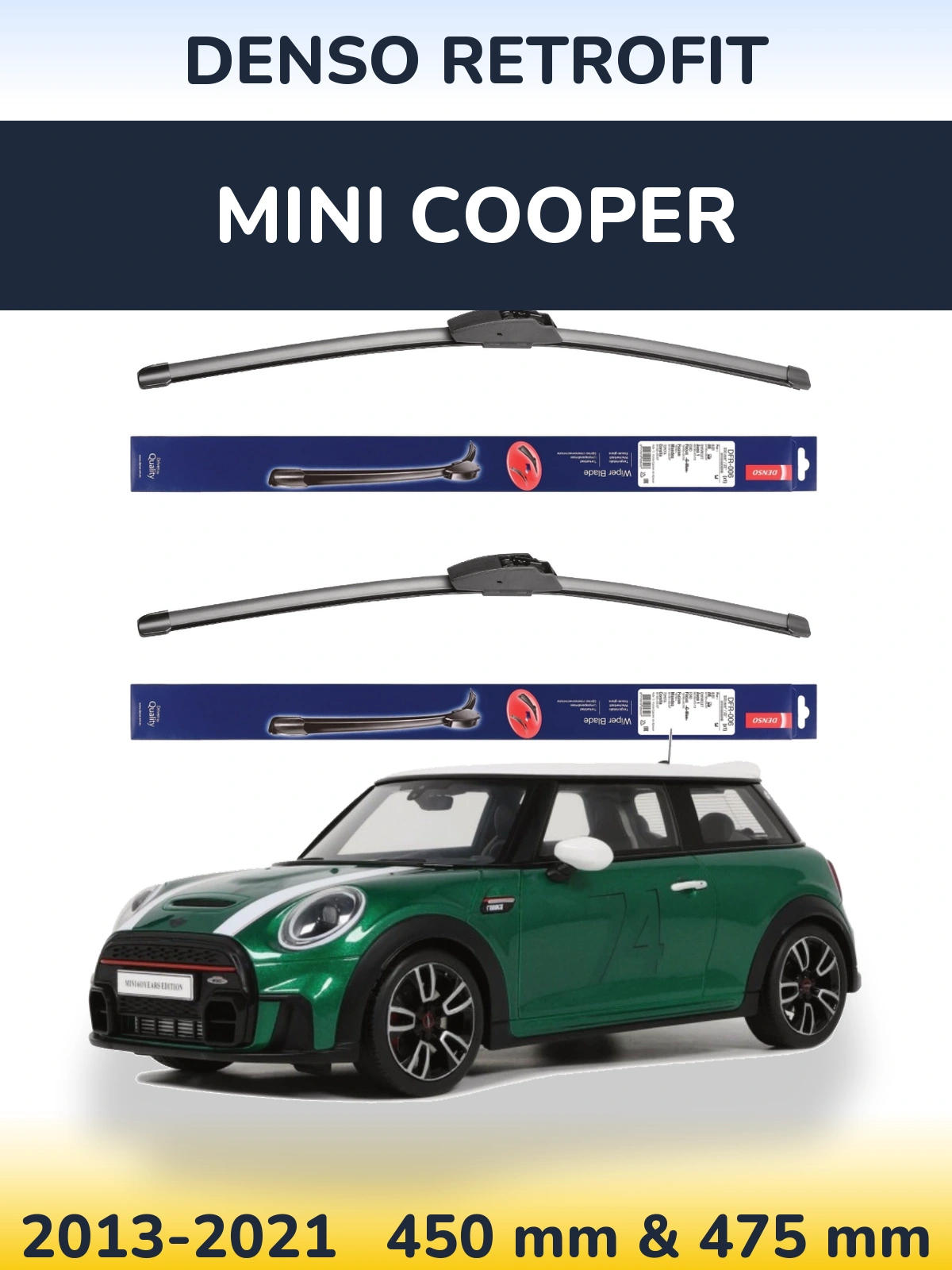 Комплект передних дворников Denso Retrofit 450 & 475 мм для MINI Cooper 2013-2021
