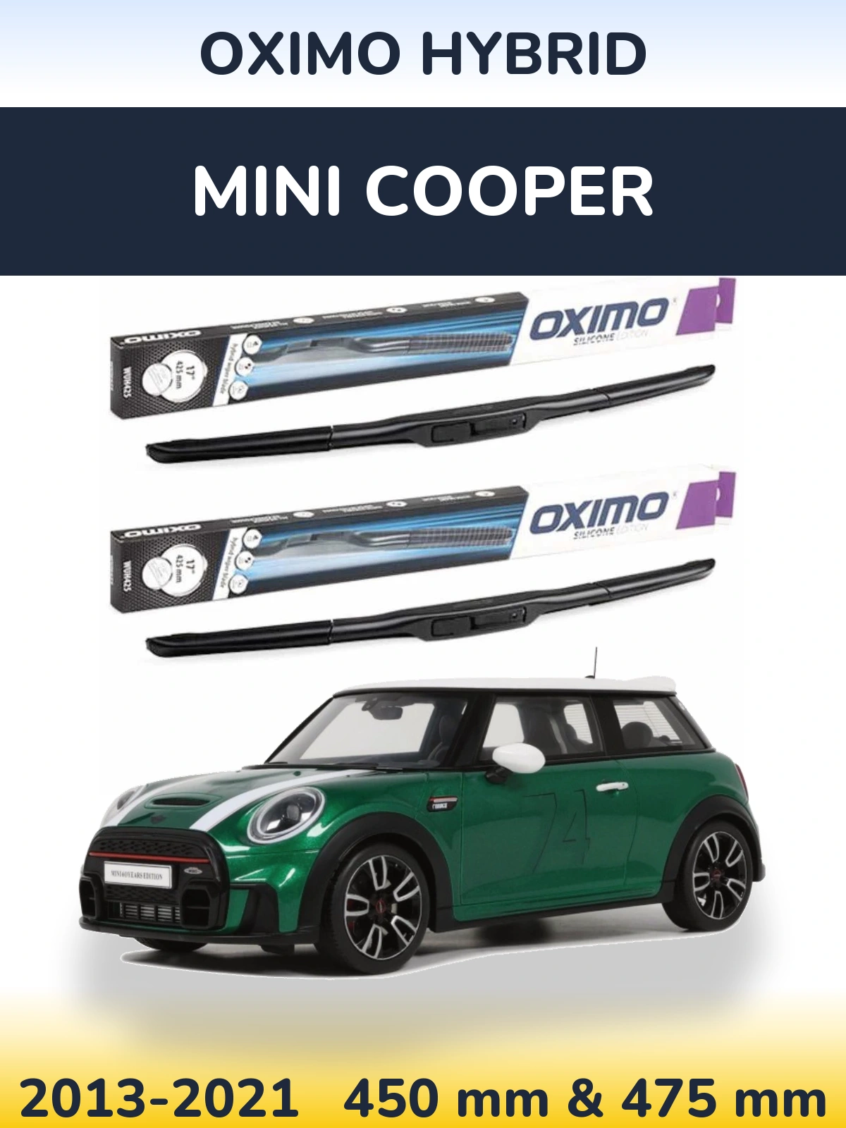 Комплект передних дворников Oximo Hybrid 450 & 475 мм для MINI Cooper 2013-2021