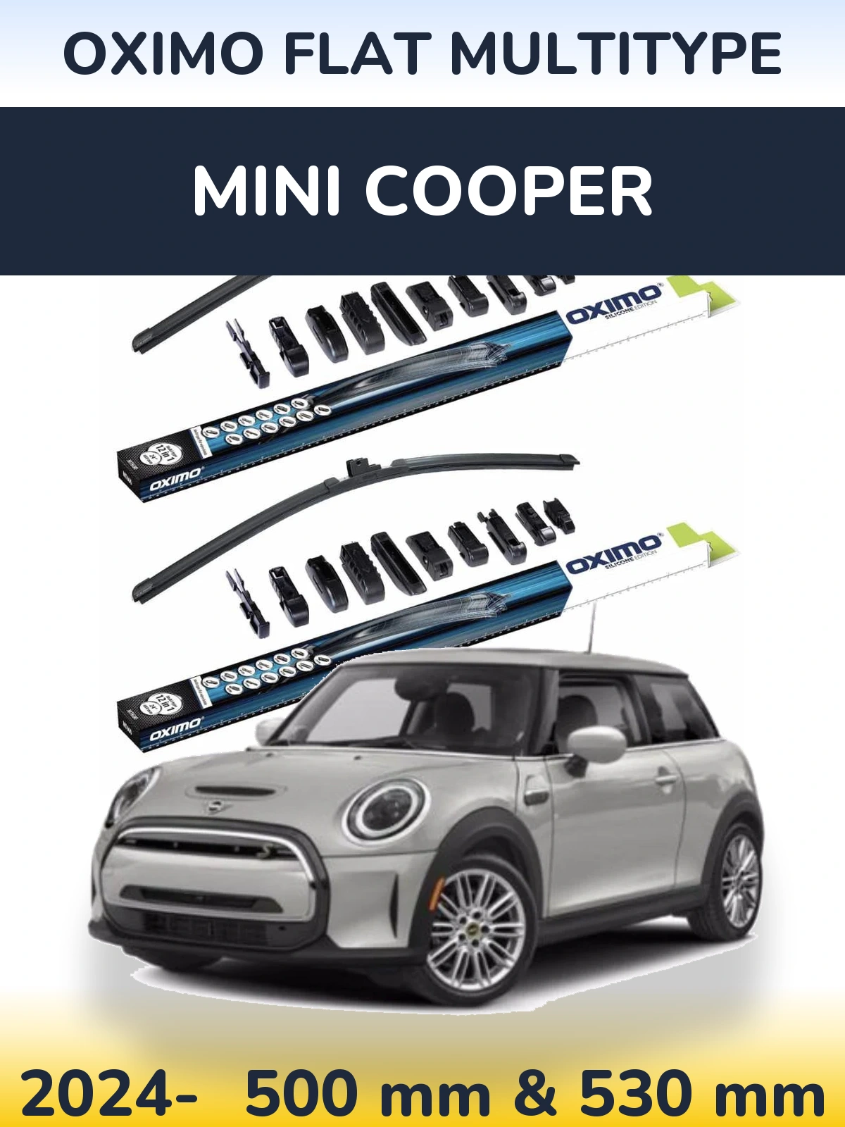 Комплект передних дворников Oximo Flat MultiТипe 500 & 530 мм для MINI Cooper 2024-2026