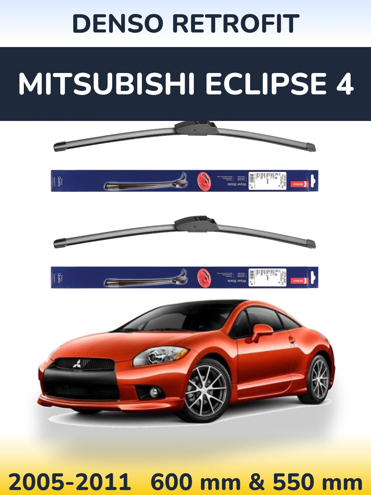 Комплект передних дворников Denso Retrofit 600 & 550 мм для Mitsubishi Eclipse 4 2005-2011