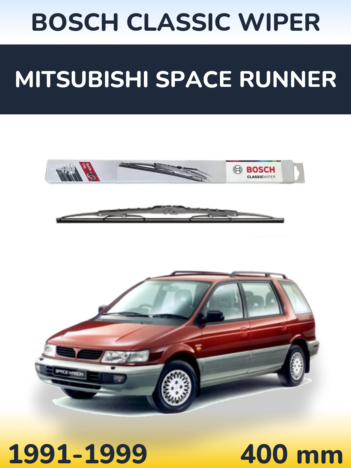 Rear wiper blade BOSCH Classic Wiper 400 mm for Mitsubishi Space Runner 1991-1999