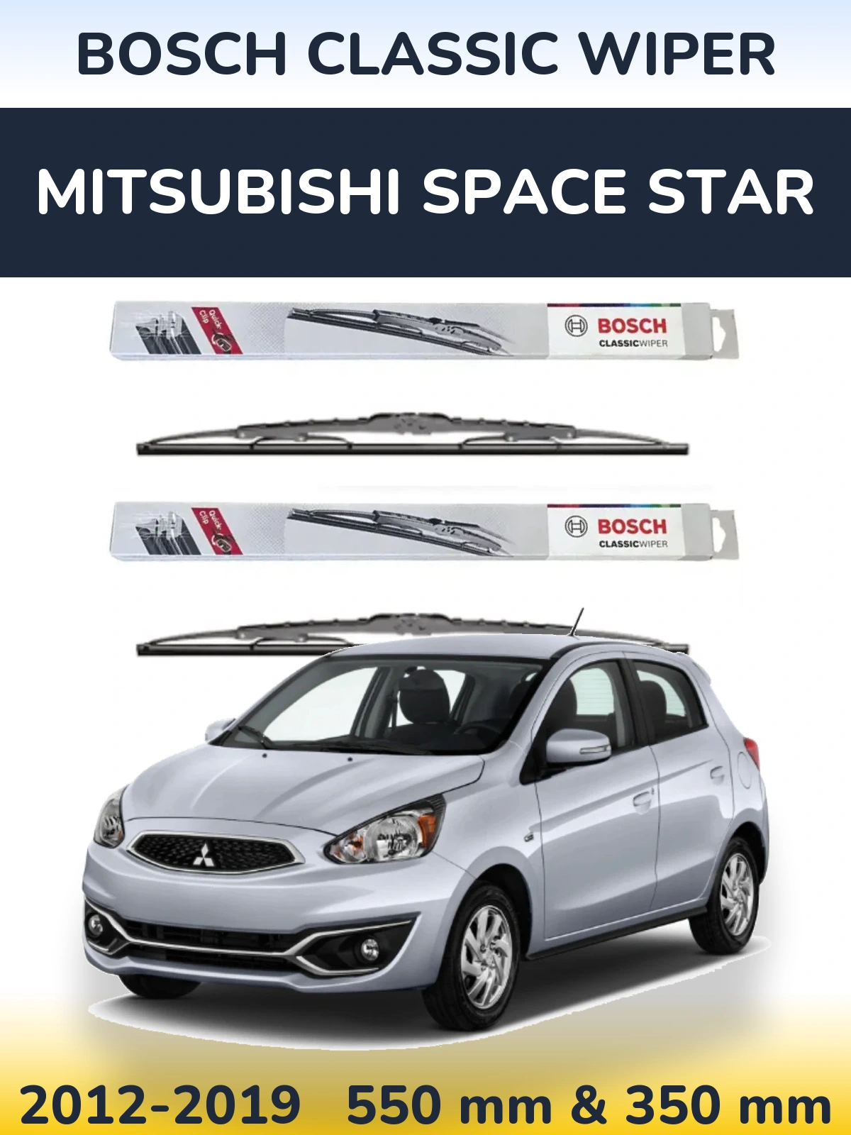 Комплект передних дворников BOSCH Classic Wiper 550 & 340 мм для Mitsubishi Space Star 2012-2019