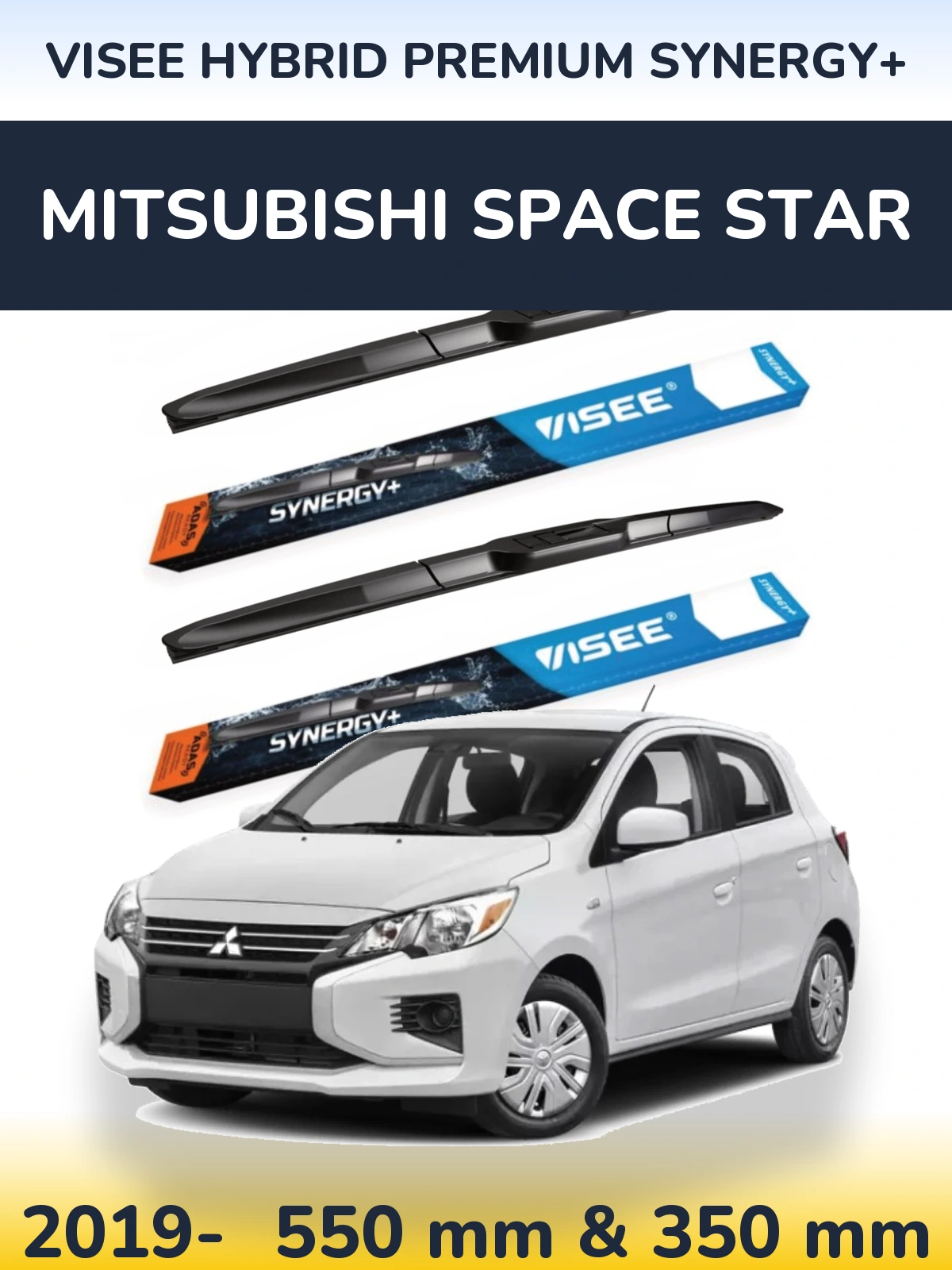 Front wiper blade set VISEE HYBRID PREMIUM SYNERGY+ 550 & 350 mm for Mitsubishi Space Star 2019-2026