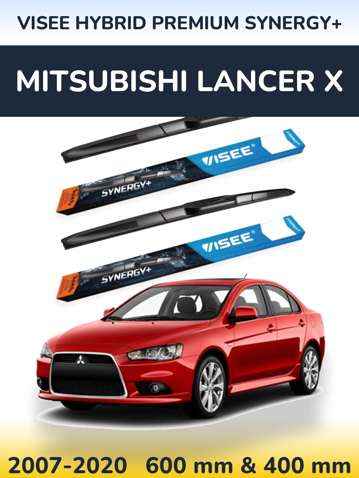 Комплект передніх щіток VISEE HYBRID PREMIUM SYNERGY+ 600 & 400 мм для Mitsubishi Lancer X 2007-2020