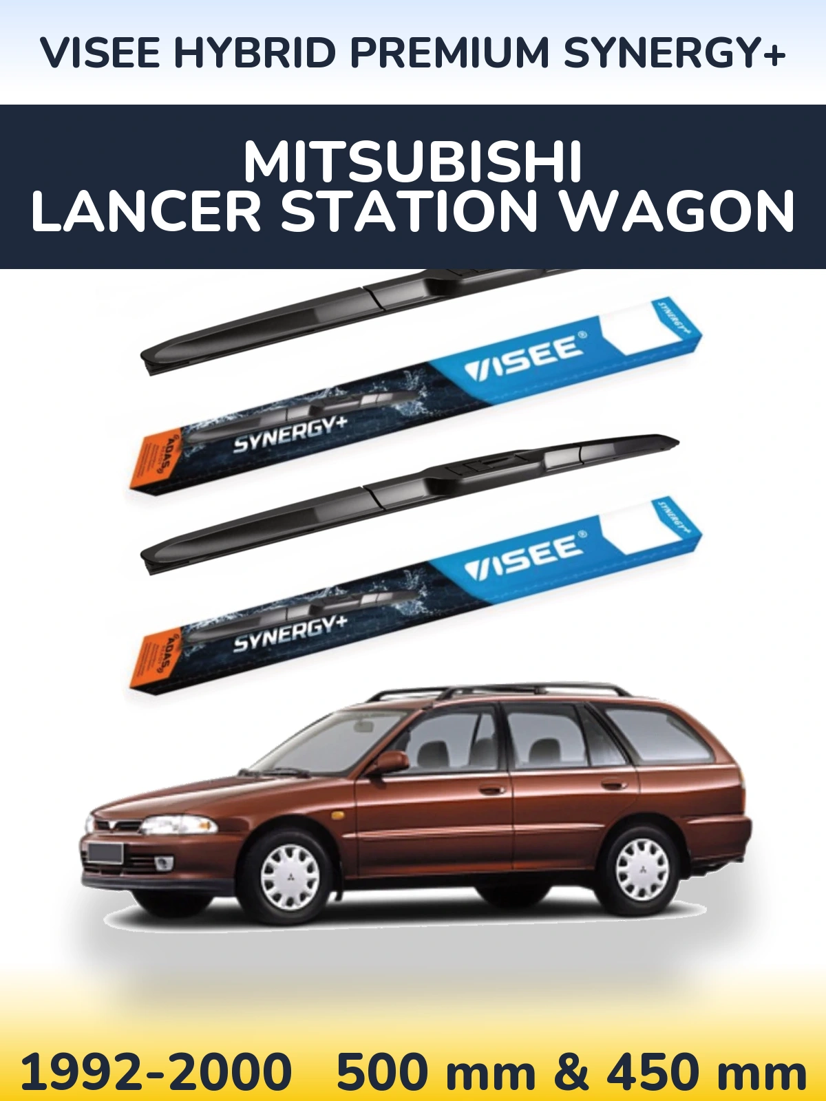 Комплект передних дворников VISEE HYBRID PREMIUM SYNERGY+ 500 & 450 мм для Mitsubishi Lancer Station Wagon 1992-2000