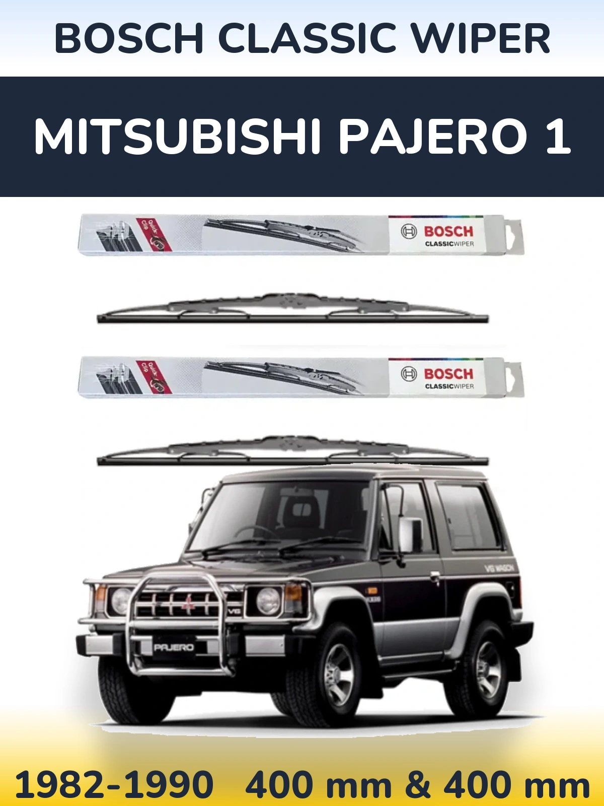 Front wiper blade set BOSCH Classic Wiper 400 & 400 mm for Mitsubishi Pajero 1 1982-1990