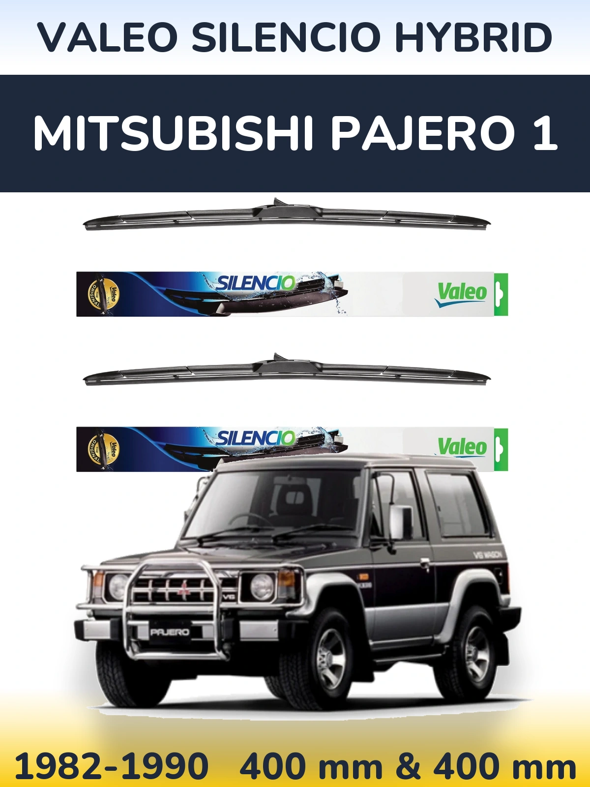Комплект передних дворников Valeo Silencio Hybrid 400 & 400 мм для Mitsubishi Pajero 1 1982-1990