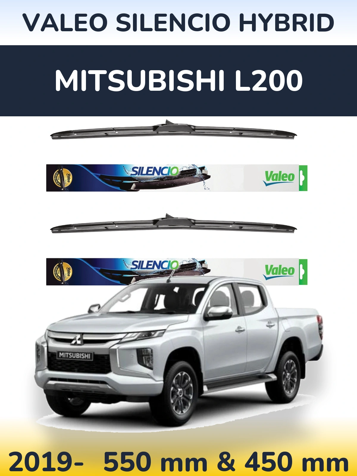 Комплект передніх щіток Valeo Silencio Hybrid 550 & 450 мм для Mitsubishi L200 2019-2026